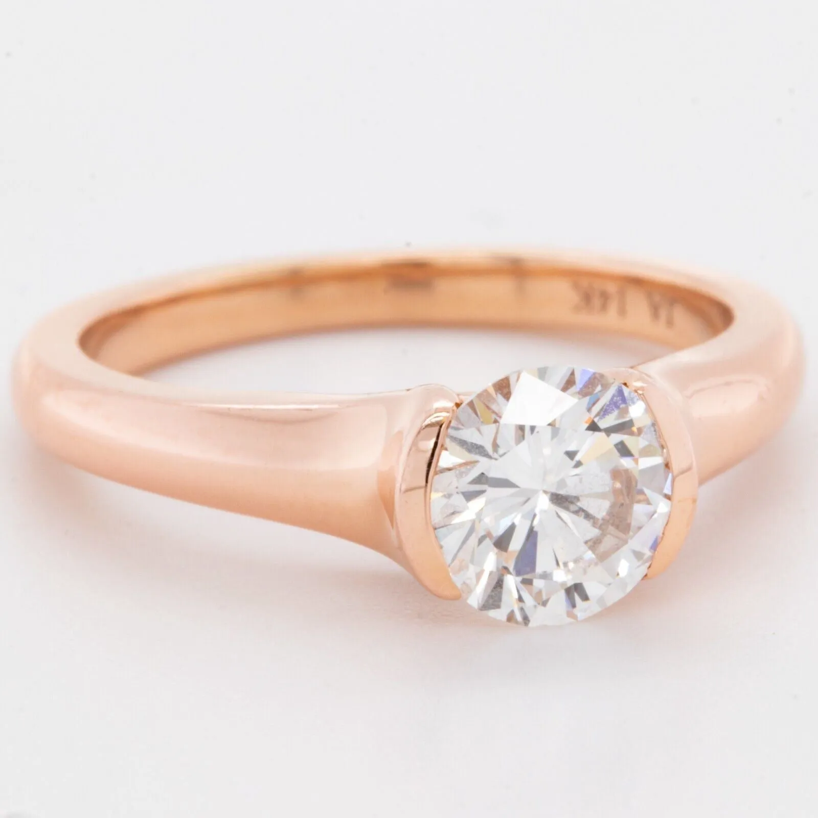 14k Rose Gold Round IGI Diamond Solitaire Engagement Ring 1.01ct F SI1 size 6