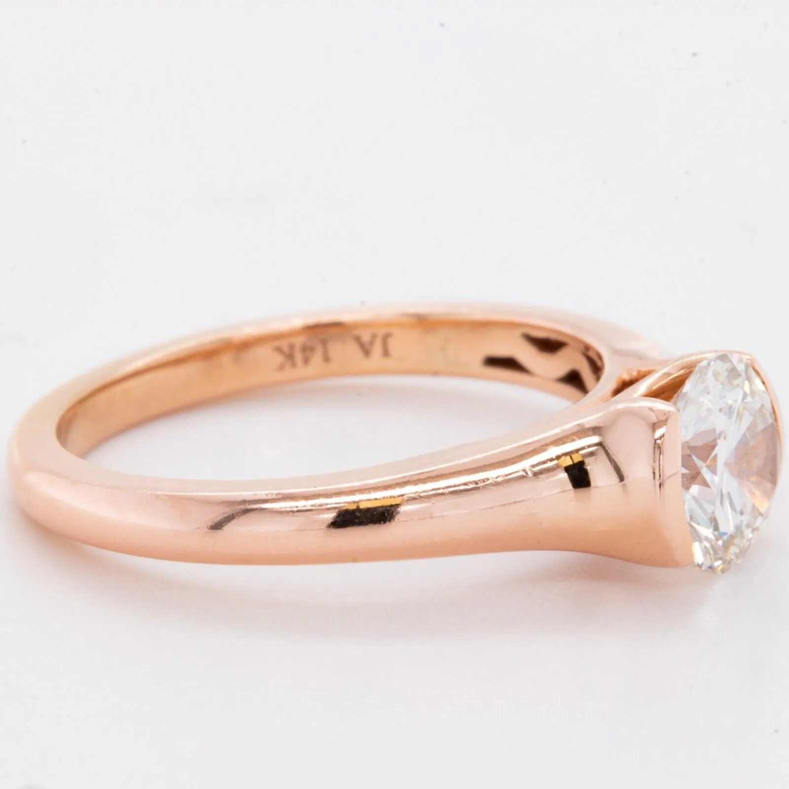 14k Rose Gold Round IGI Diamond Solitaire Engagement Ring 1.01ct F SI1 size 6