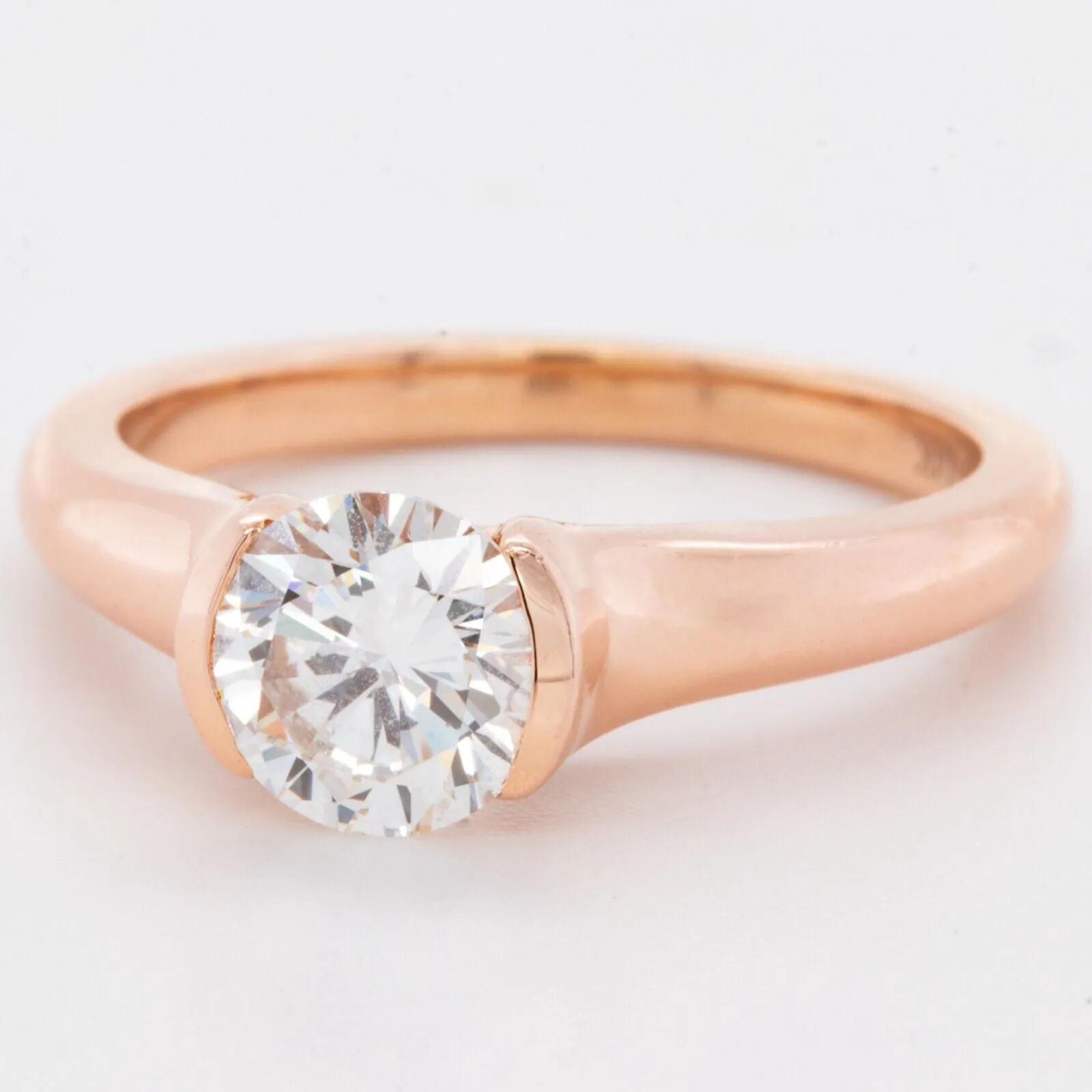 14k Rose Gold Round IGI Diamond Solitaire Engagement Ring 1.01ct F SI1 size 6