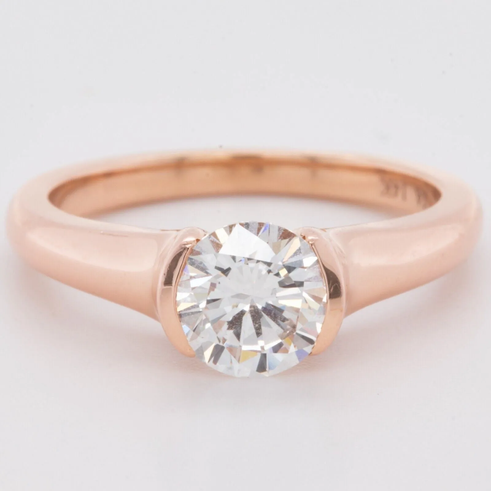 14k Rose Gold Round IGI Diamond Solitaire Engagement Ring 1.01ct F SI1 size 6