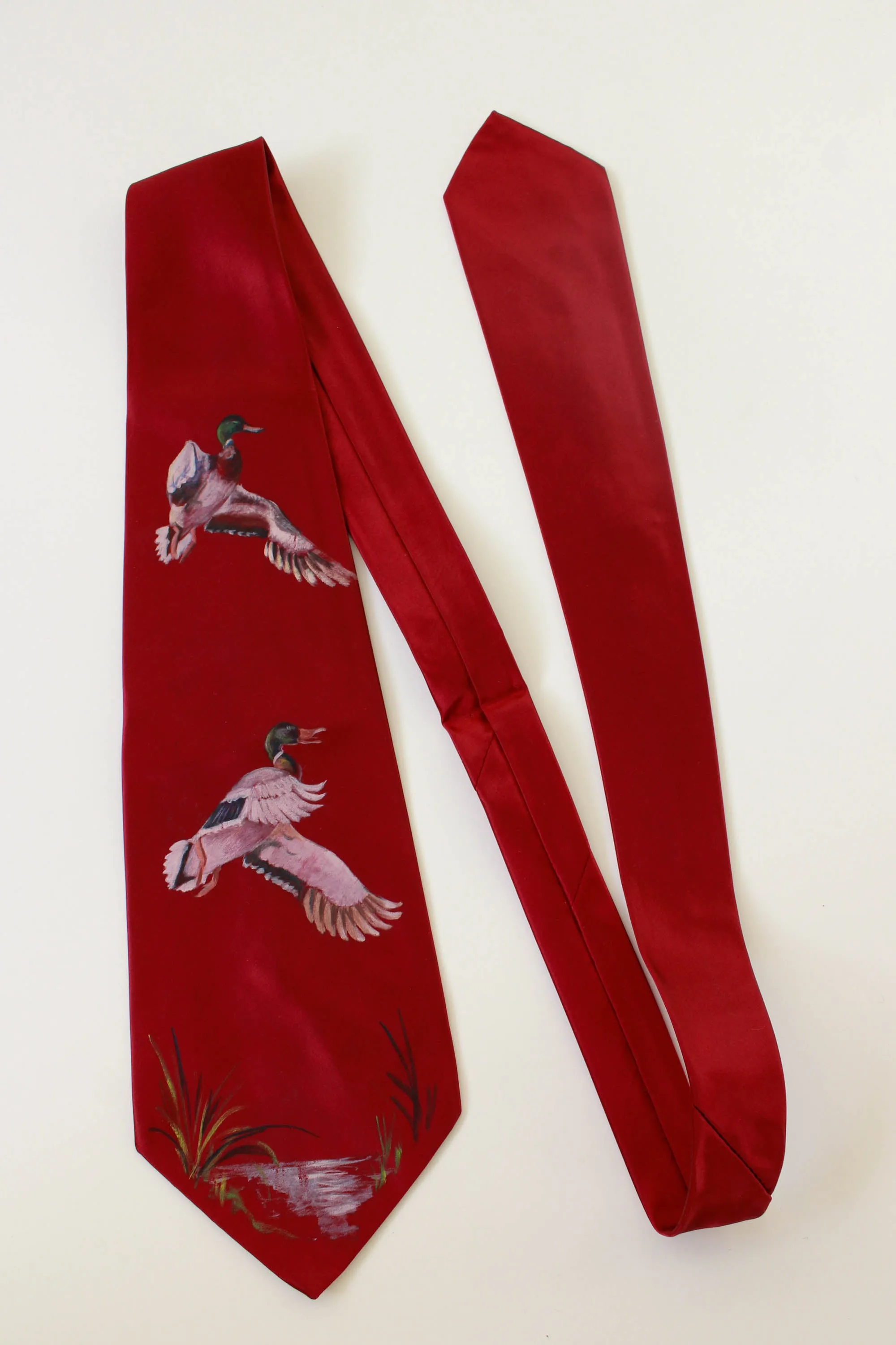 1940s Hand Painted Duck Necktie