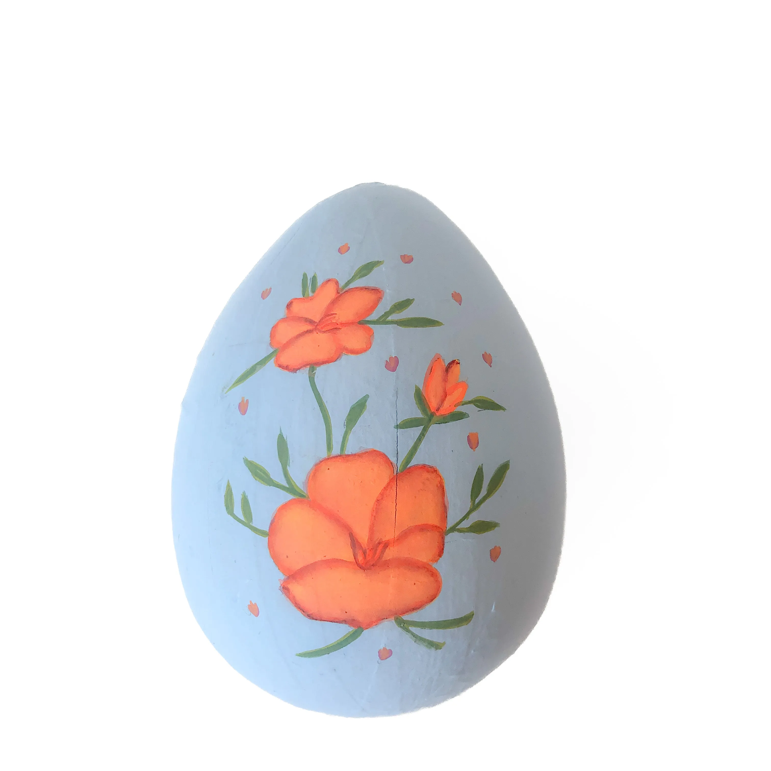 6" Hand Painted Papermache Floral Egg