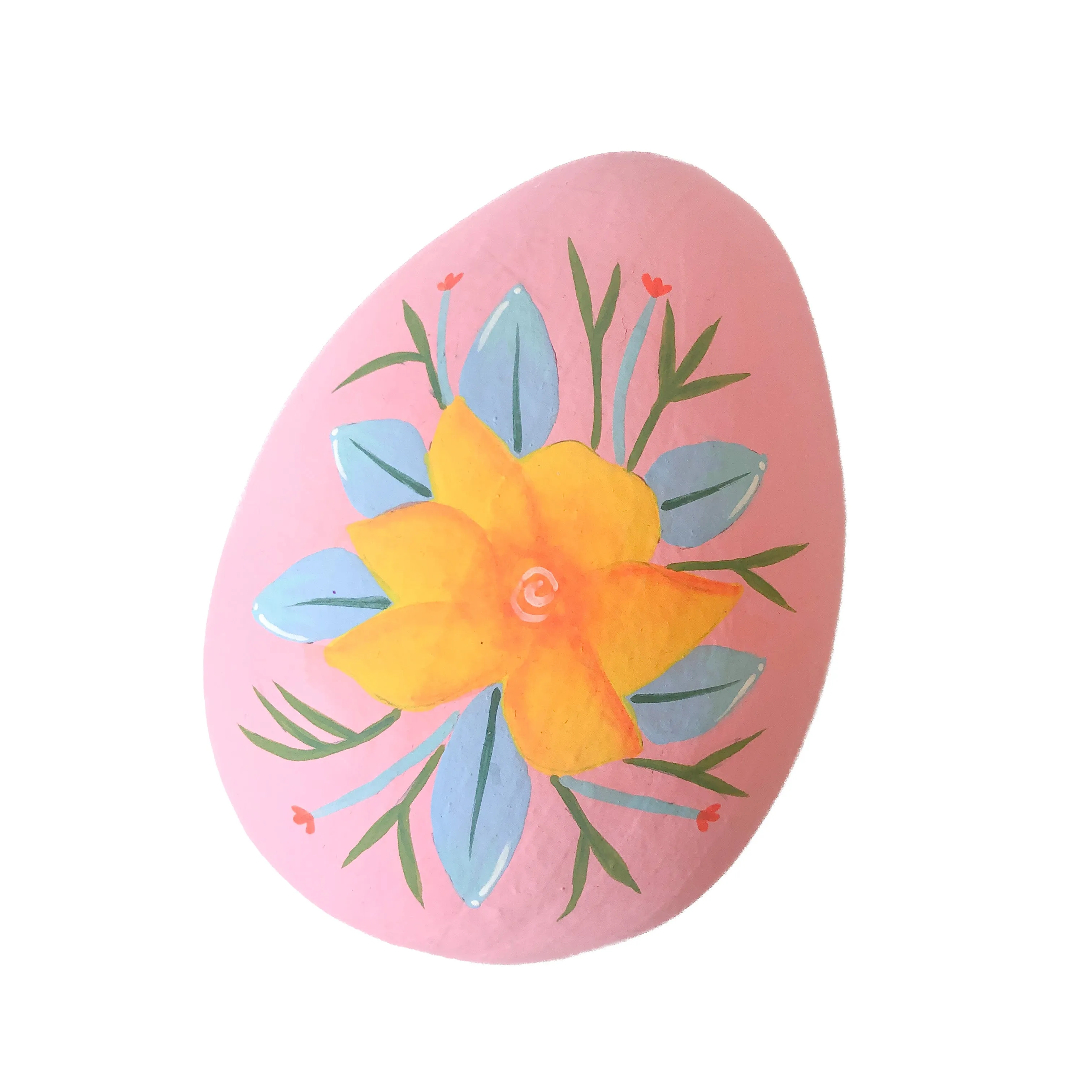 6" Hand Painted Papermache Floral Egg