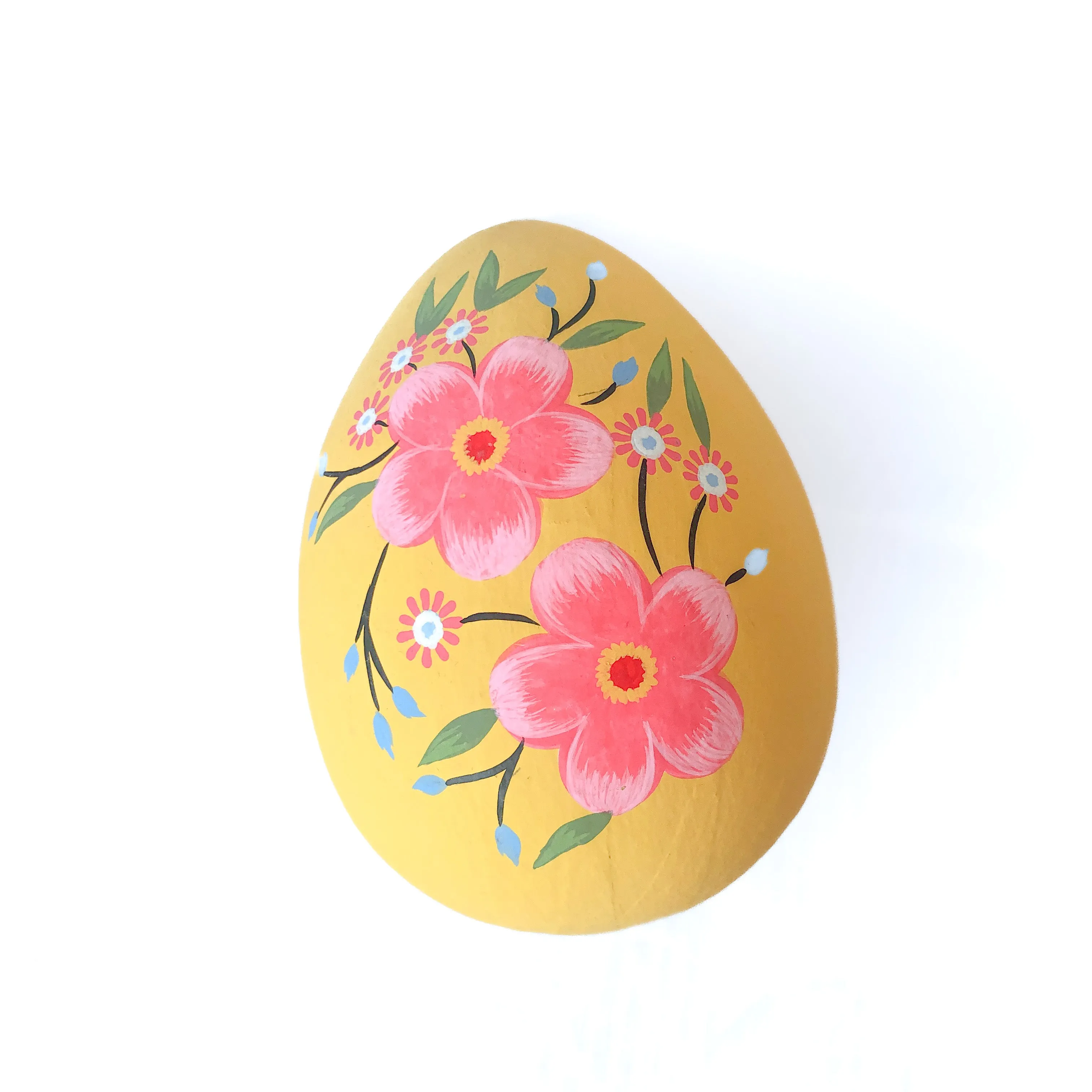 6" Hand Painted Papermache Floral Egg