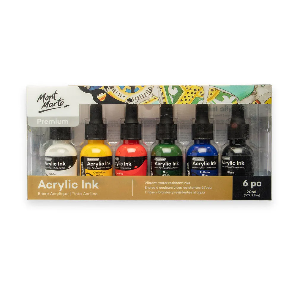 Acrylic Ink Premium 6pc x 20ml (0.7 US fl.oz)