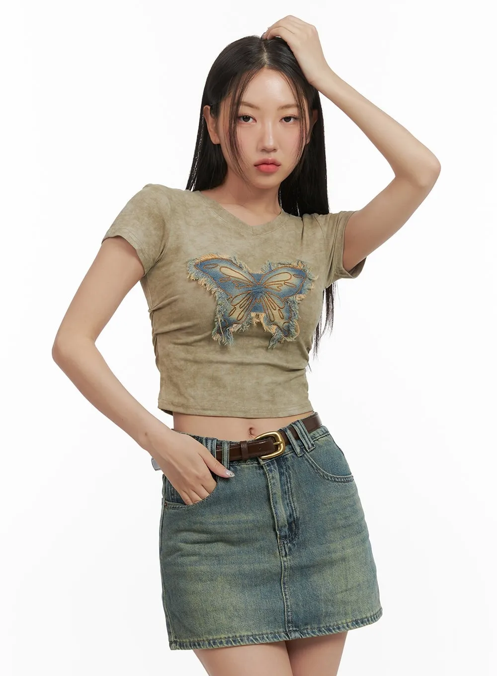 Acubi Washed Slim Fit Crop Shirt CY420