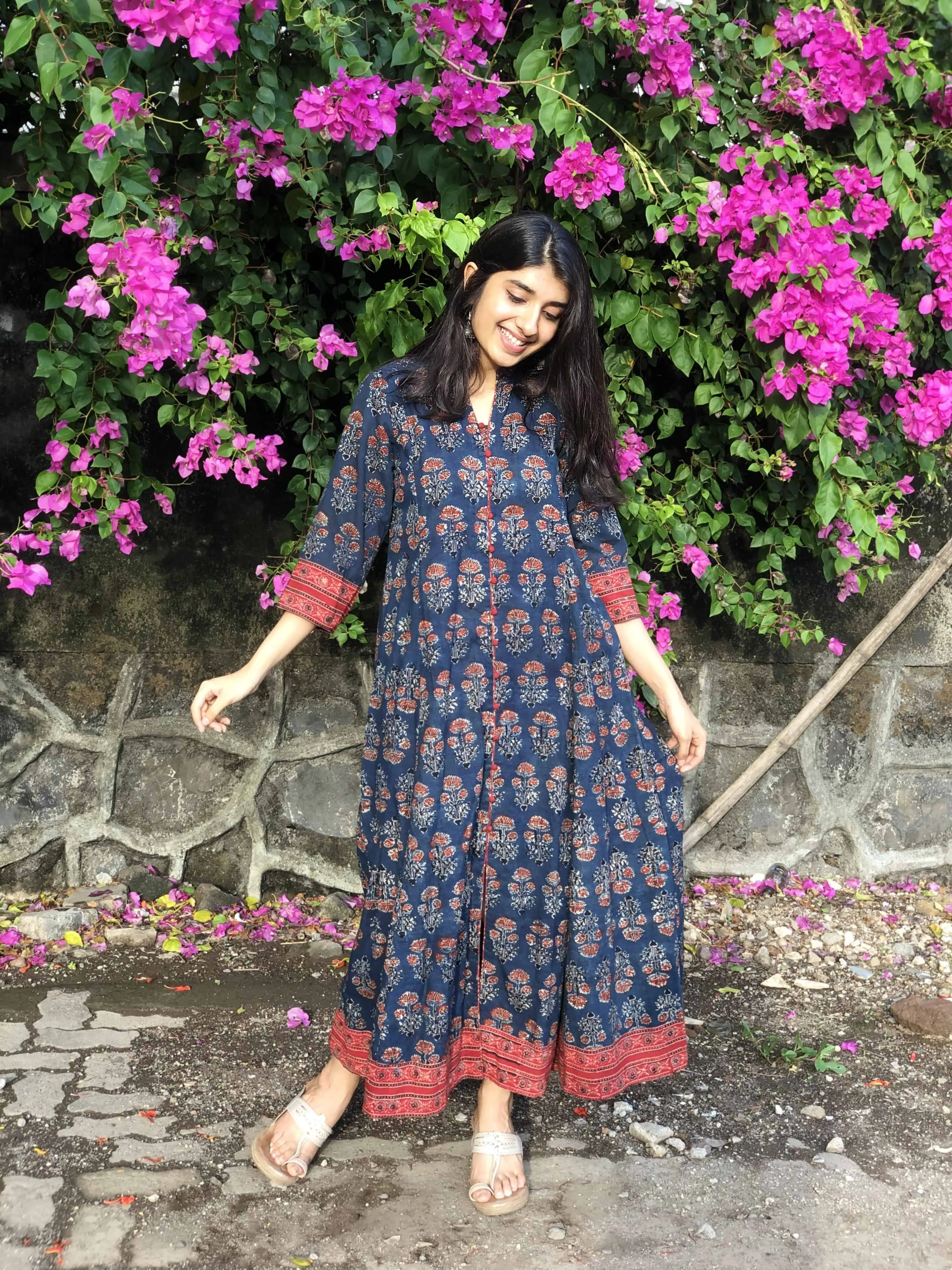 Ajrakh Indigo Kali Kurta