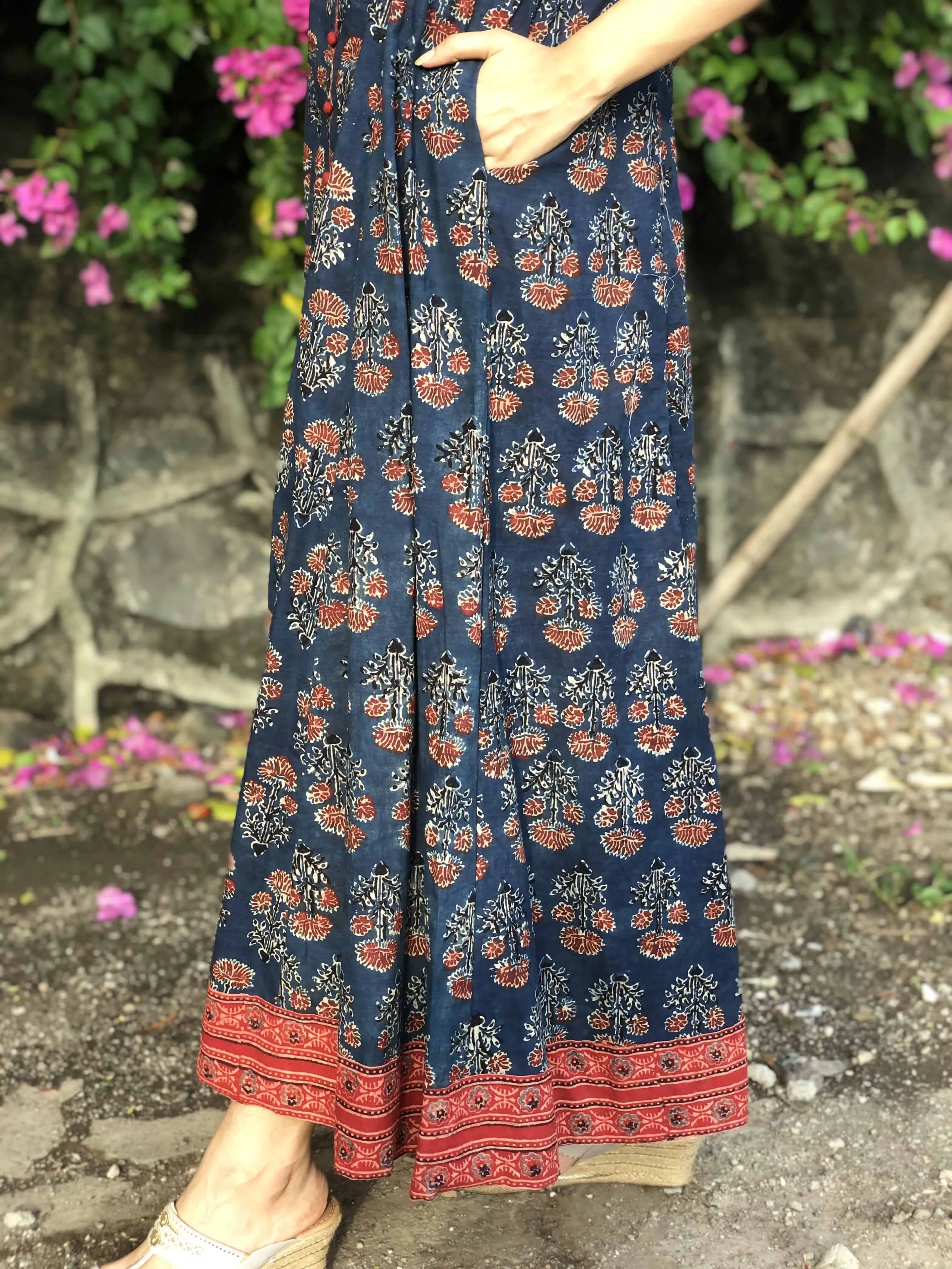 Ajrakh Indigo Kali Kurta