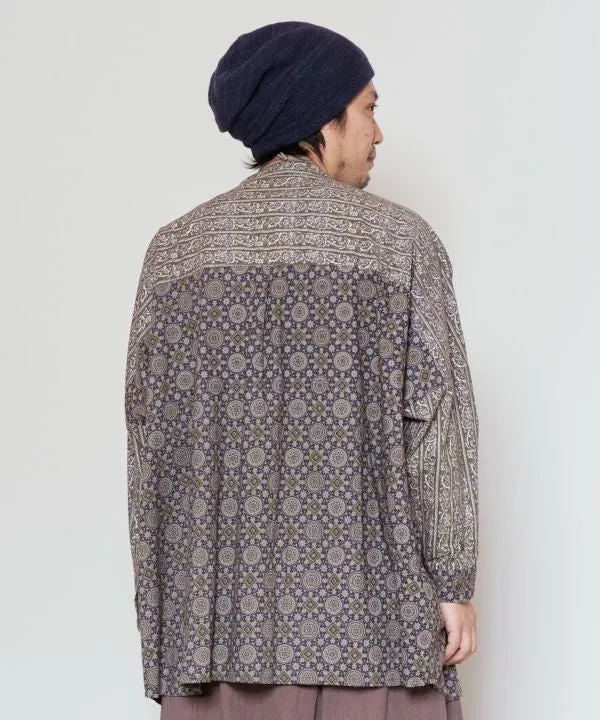 Ajrakh Paisley Patchwork Collarless Shirt