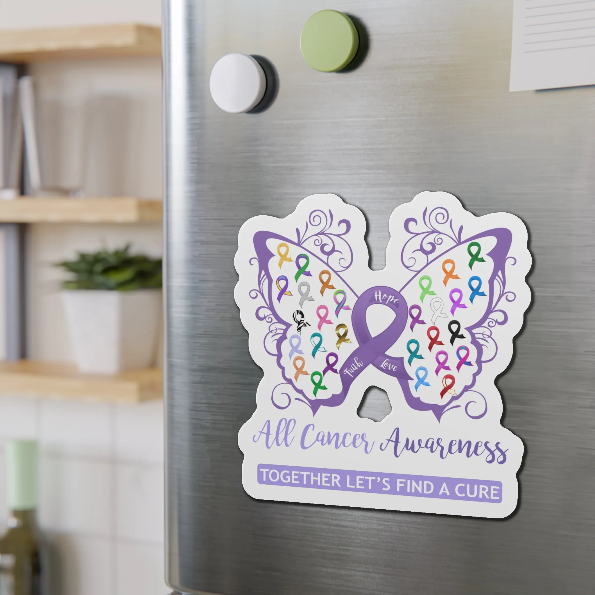 All Cancer Awareness Filigree Butterfly Flexible Vehicle Magnet