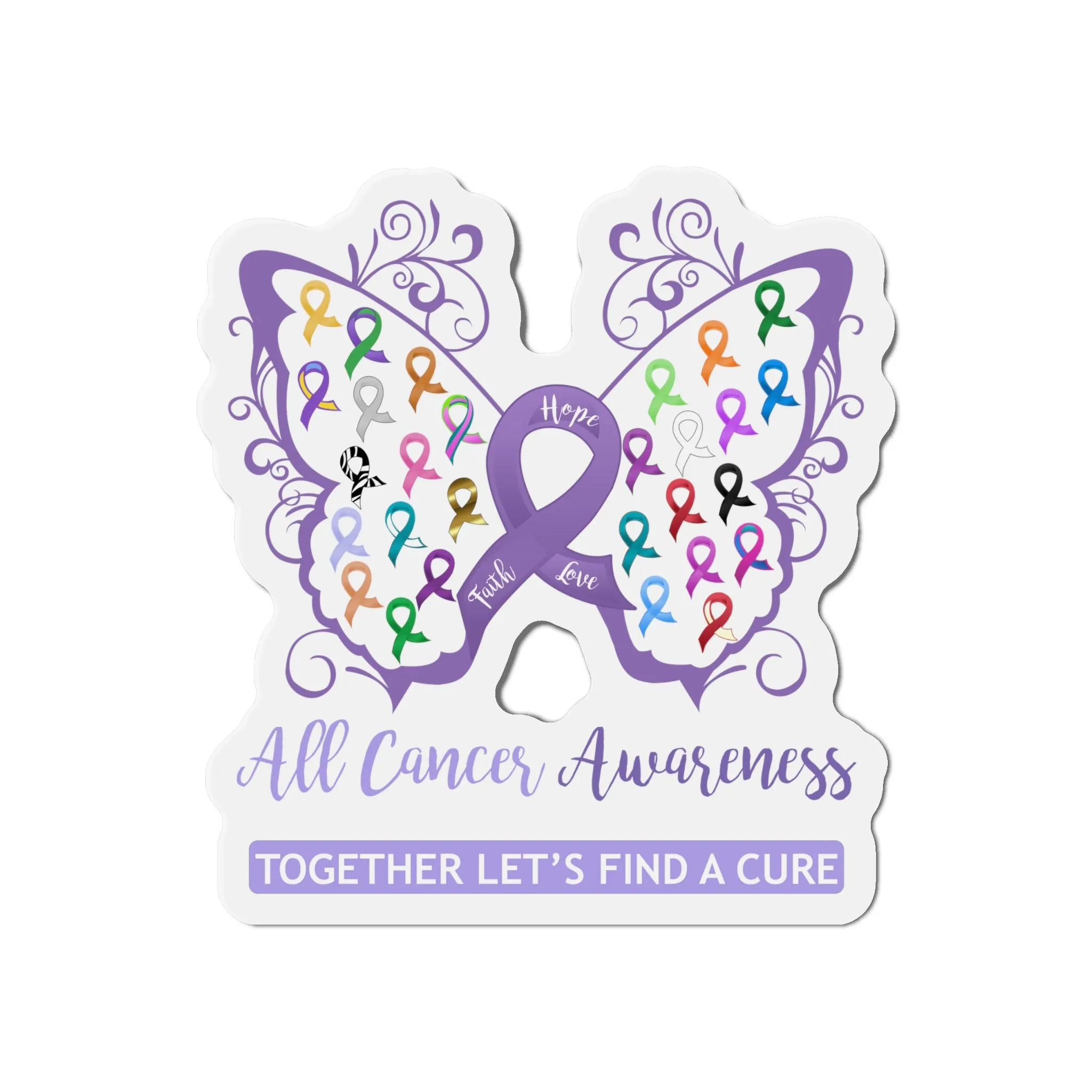 All Cancer Awareness Filigree Butterfly Flexible Vehicle Magnet