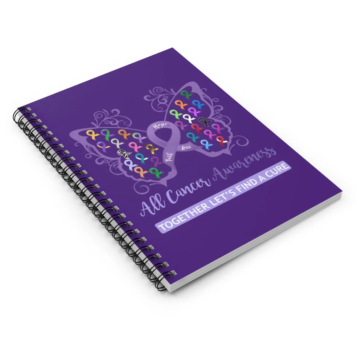 All Cancer Awareness Filigree Butterfly Purple Spiral Journal - Ruled Line