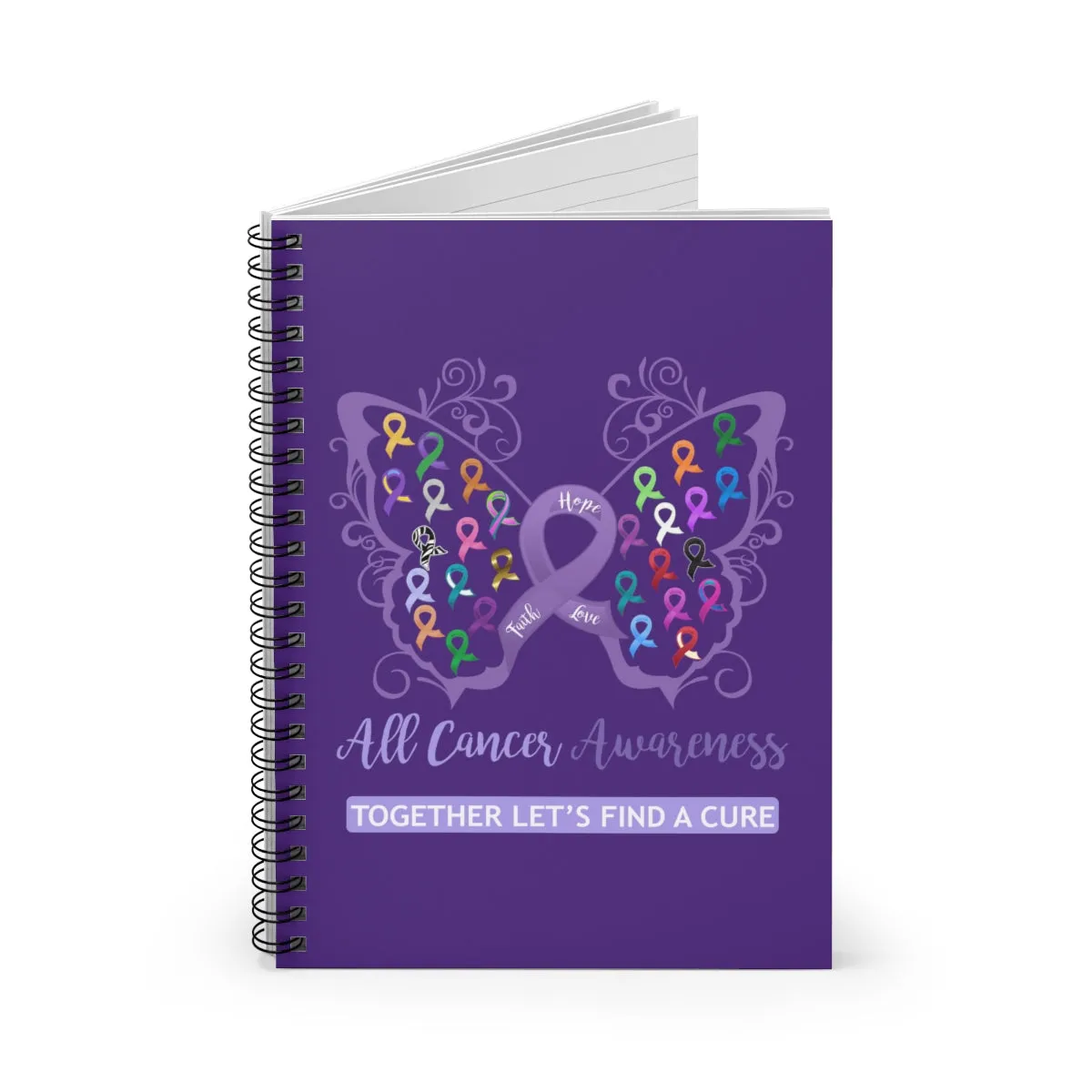 All Cancer Awareness Filigree Butterfly Purple Spiral Journal - Ruled Line