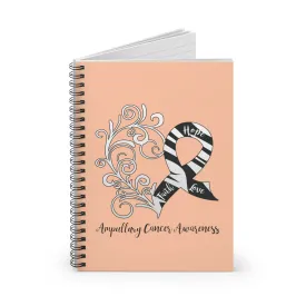 Ampullary Cancer Awareness Heart Spiral Journal - Ruled Line (Peach)