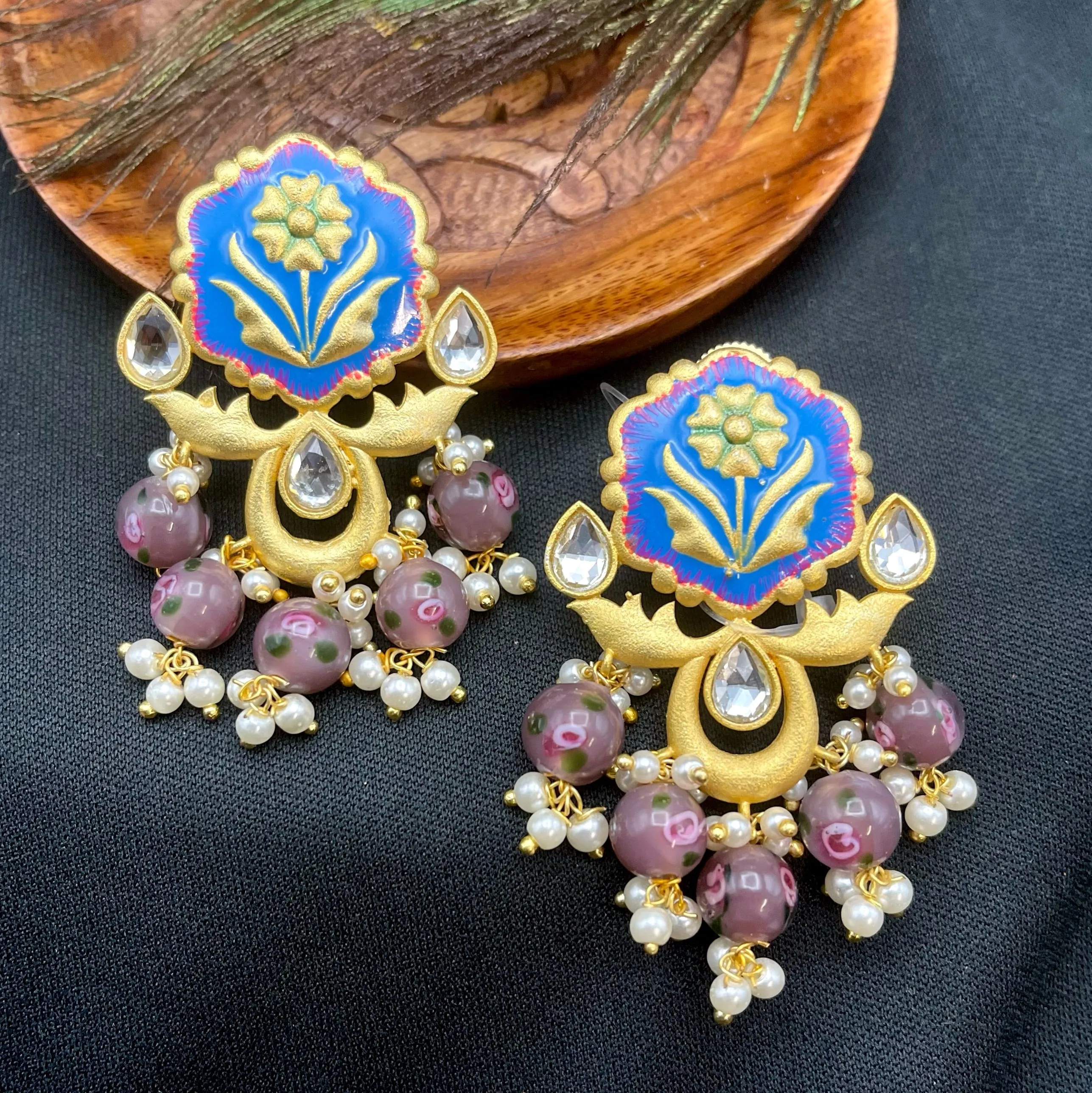 Amrapali inspired hand painted Designer earring