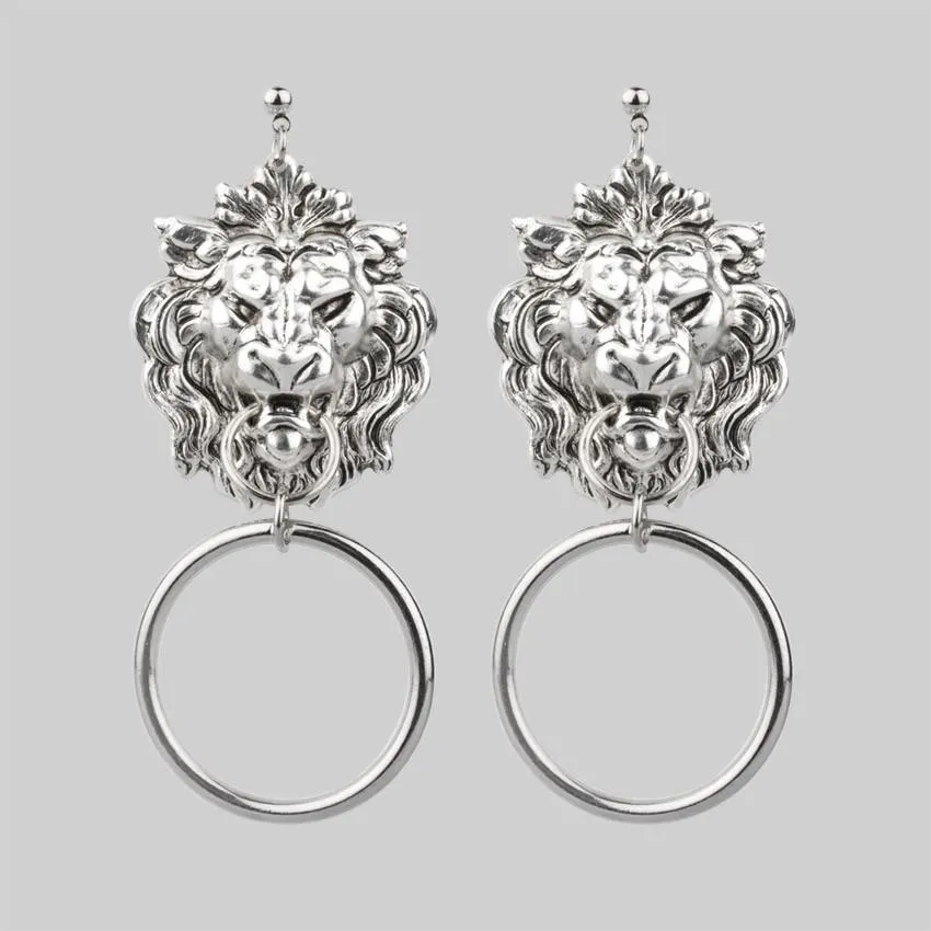 ANWAR. Lion Knocker Earrings - Silver