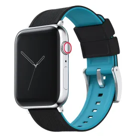 Apple Watch Elite Silicone Black Top Aqua Blue Bottom Watch Band