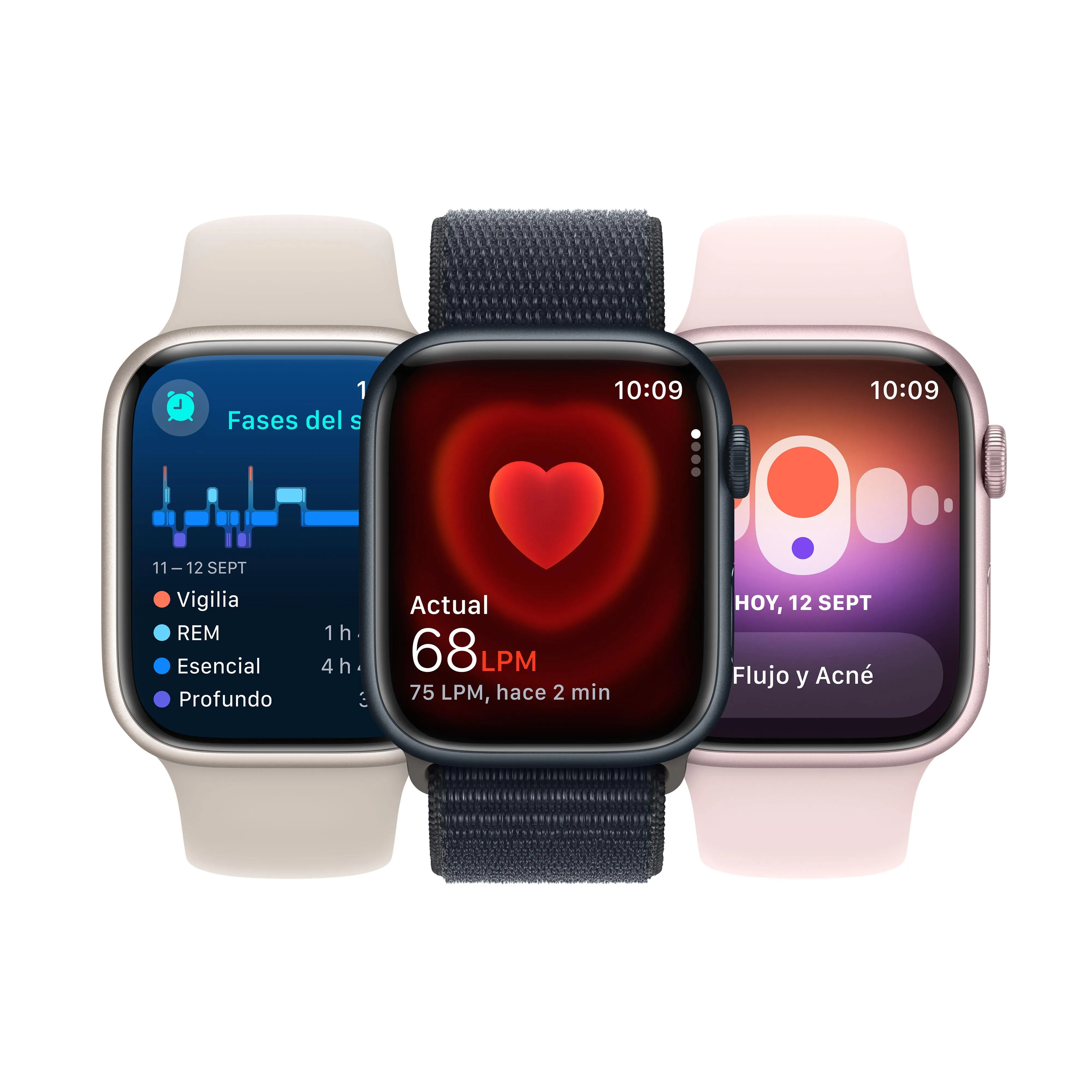 Apple Watch Series 9 (GPS) - Caja de aluminio en rosa de 45 mm - Correa deportiva rosa claro - Talla M/L