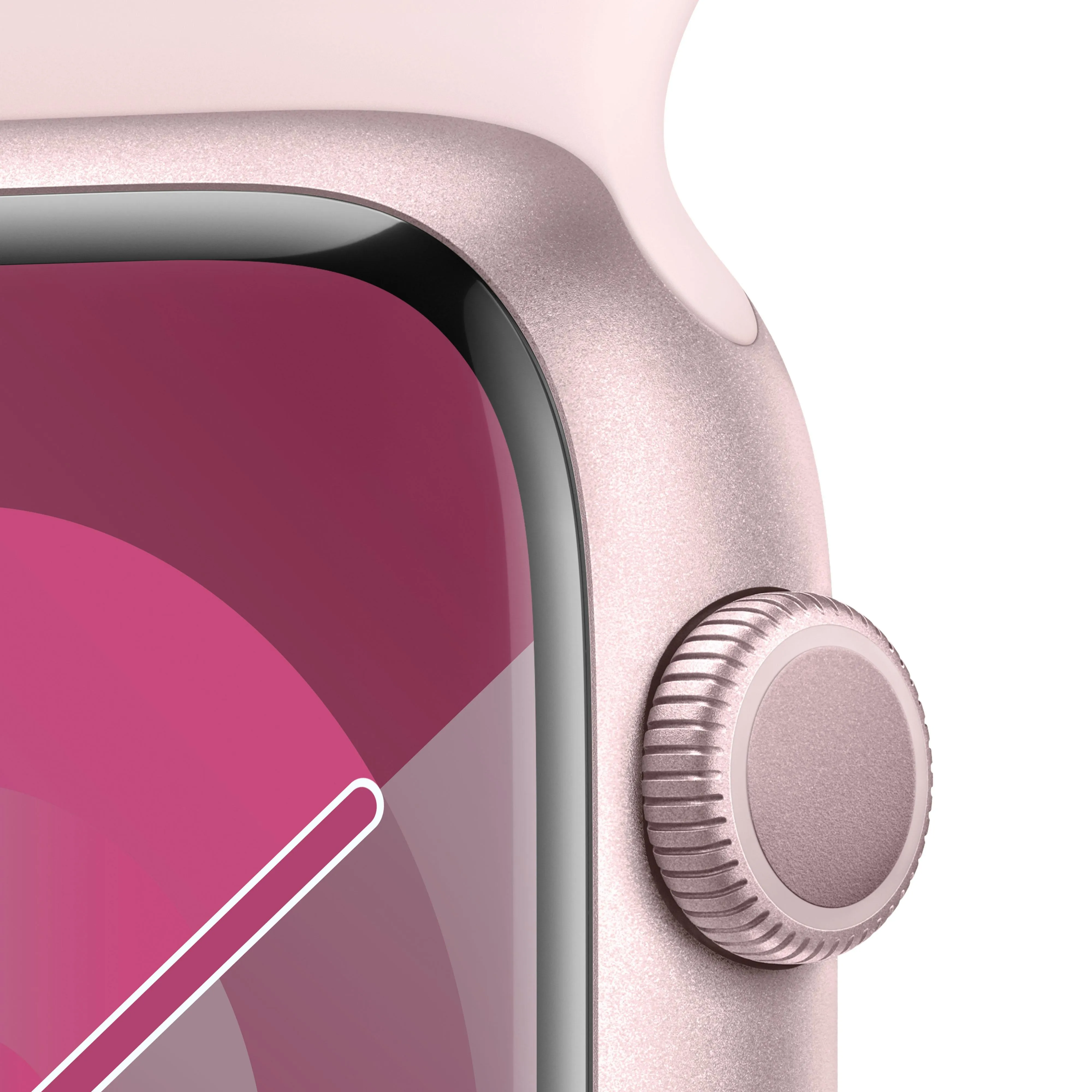 Apple Watch Series 9 (GPS) - Caja de aluminio en rosa de 45 mm - Correa deportiva rosa claro - Talla M/L