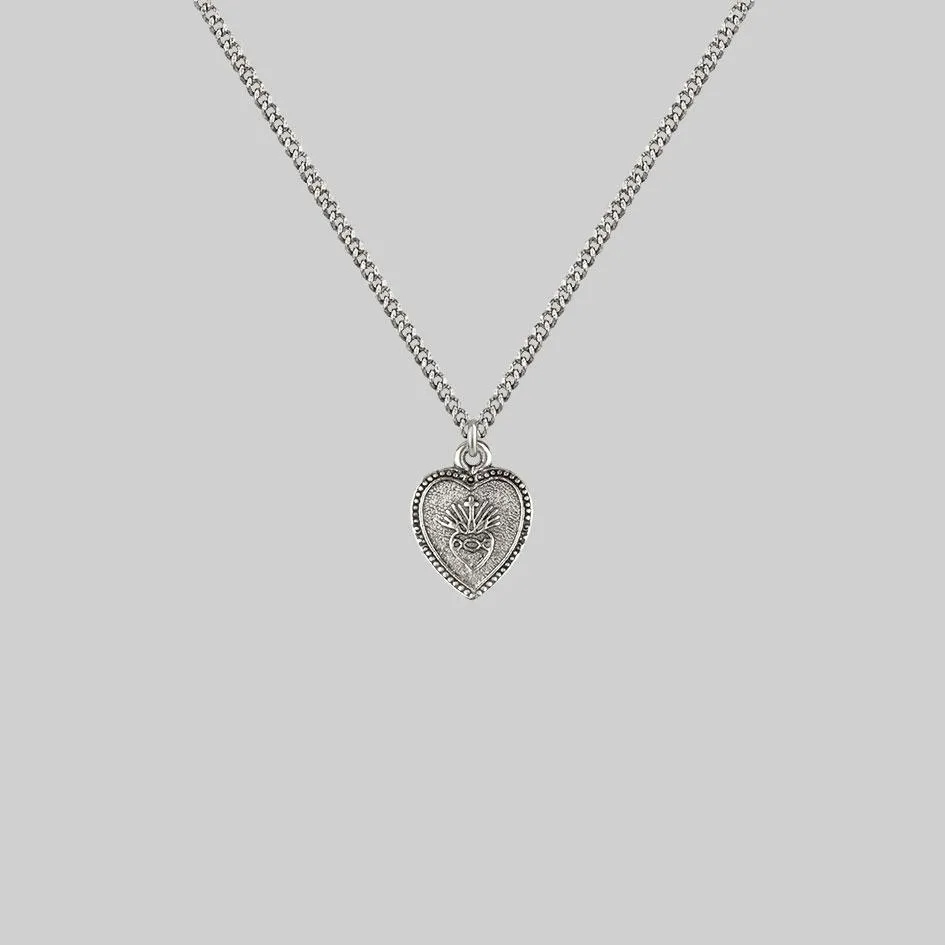 ARDOUR. Sacred Heart Charm Necklace - Silver