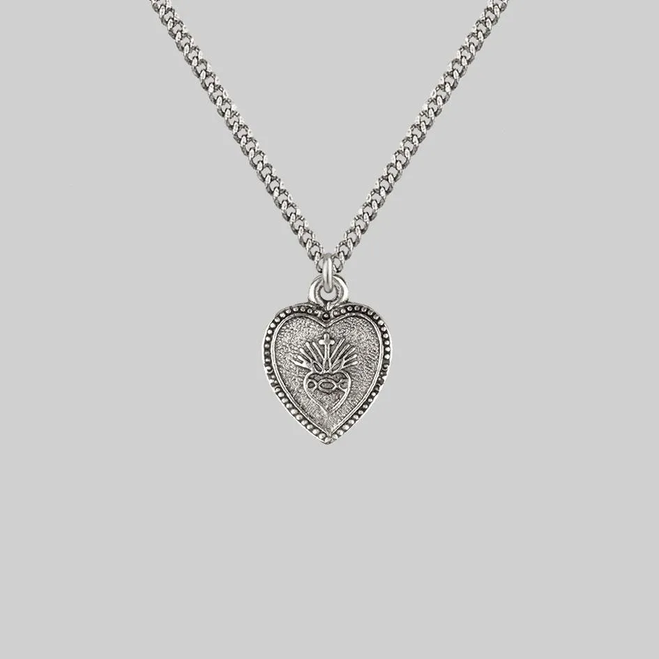 ARDOUR. Sacred Heart Charm Necklace - Silver