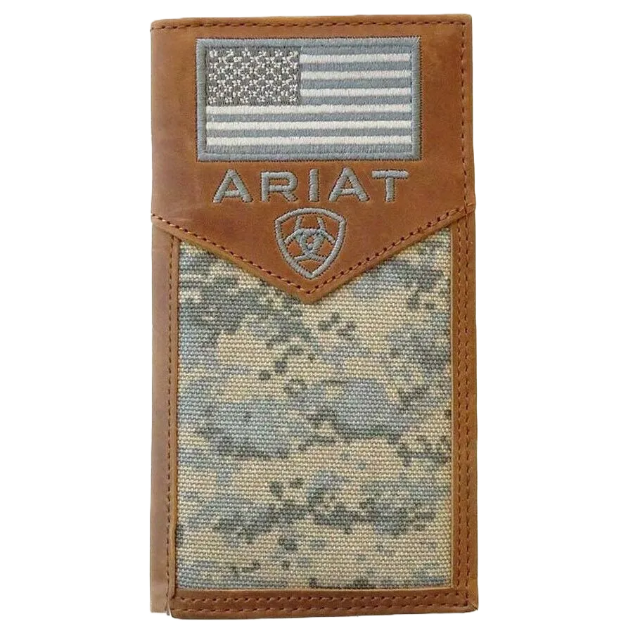 Ariat Digital Camo & Embroidered Flag Bi-fold Rodeo Wallet A3536428