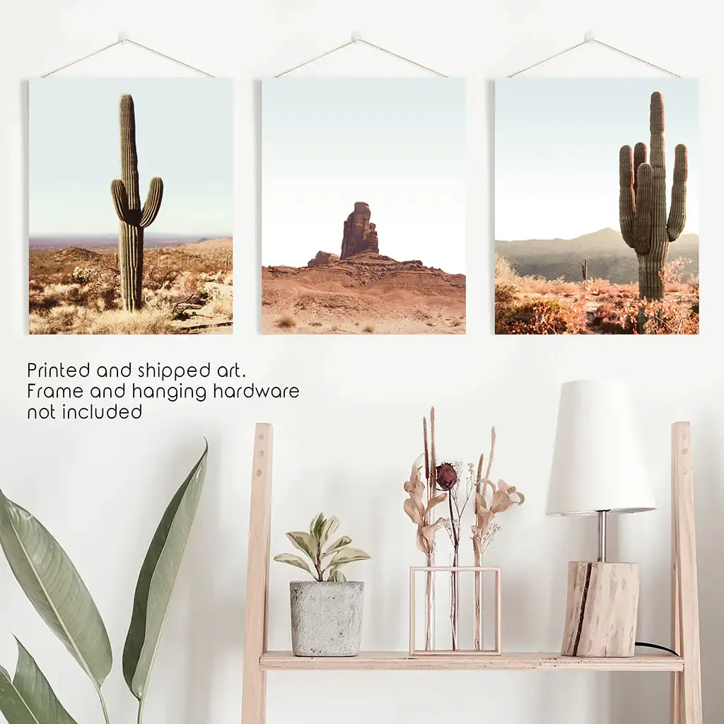 Arizona Desert Wall Art Set. Sedona Red Rocks, Saguaro Cacti