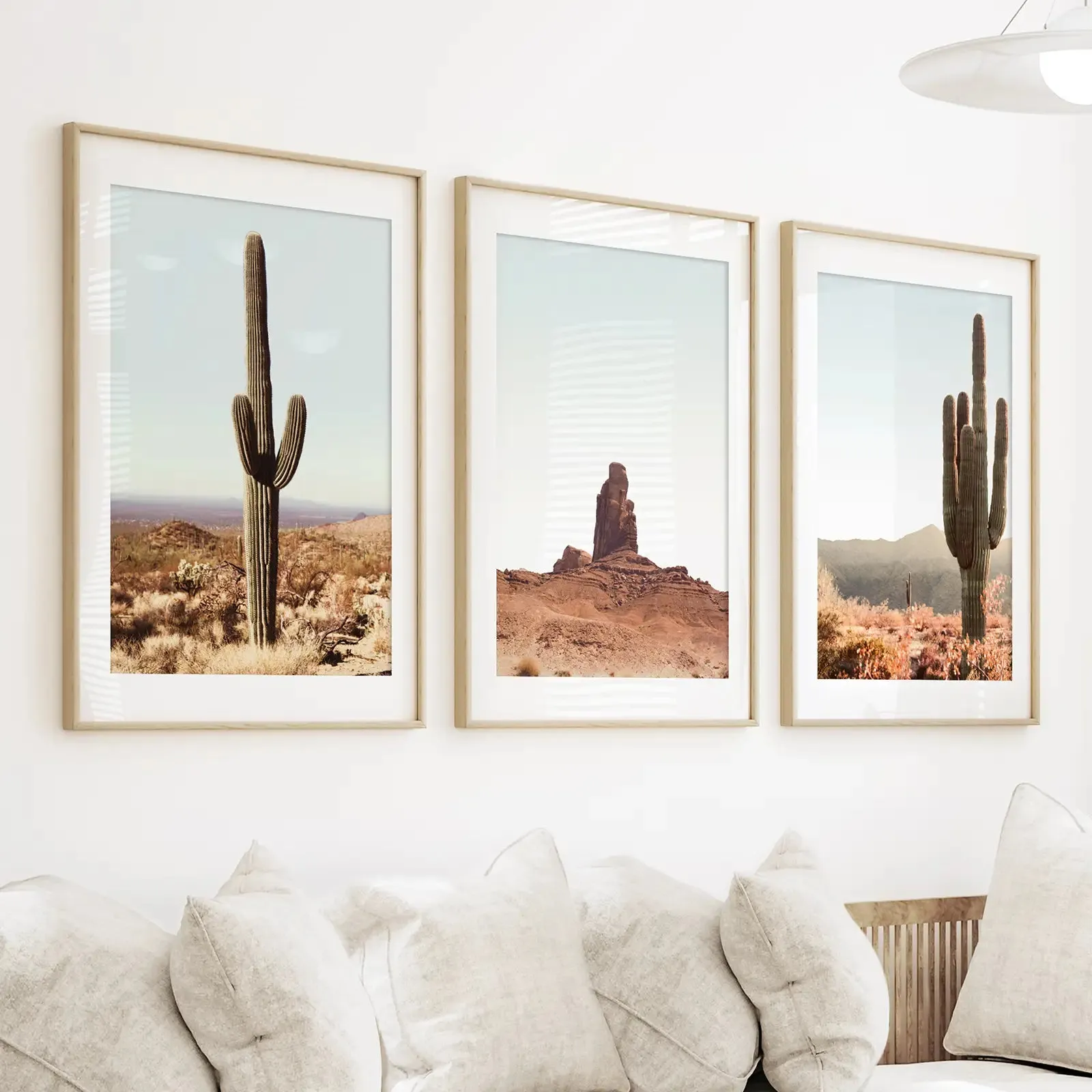 Arizona Desert Wall Art Set. Sedona Red Rocks, Saguaro Cacti