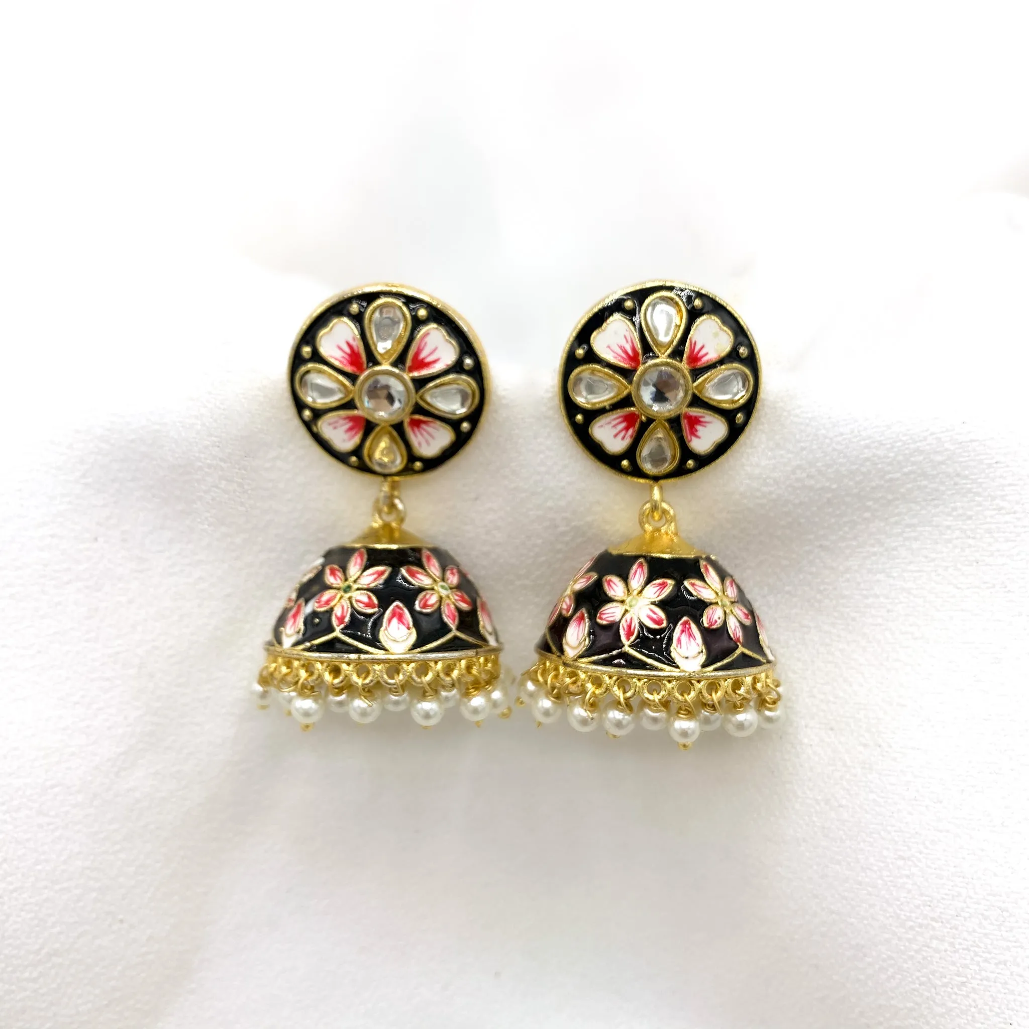 Artisan Hand-painted Amrapali Black Jhumka Earring