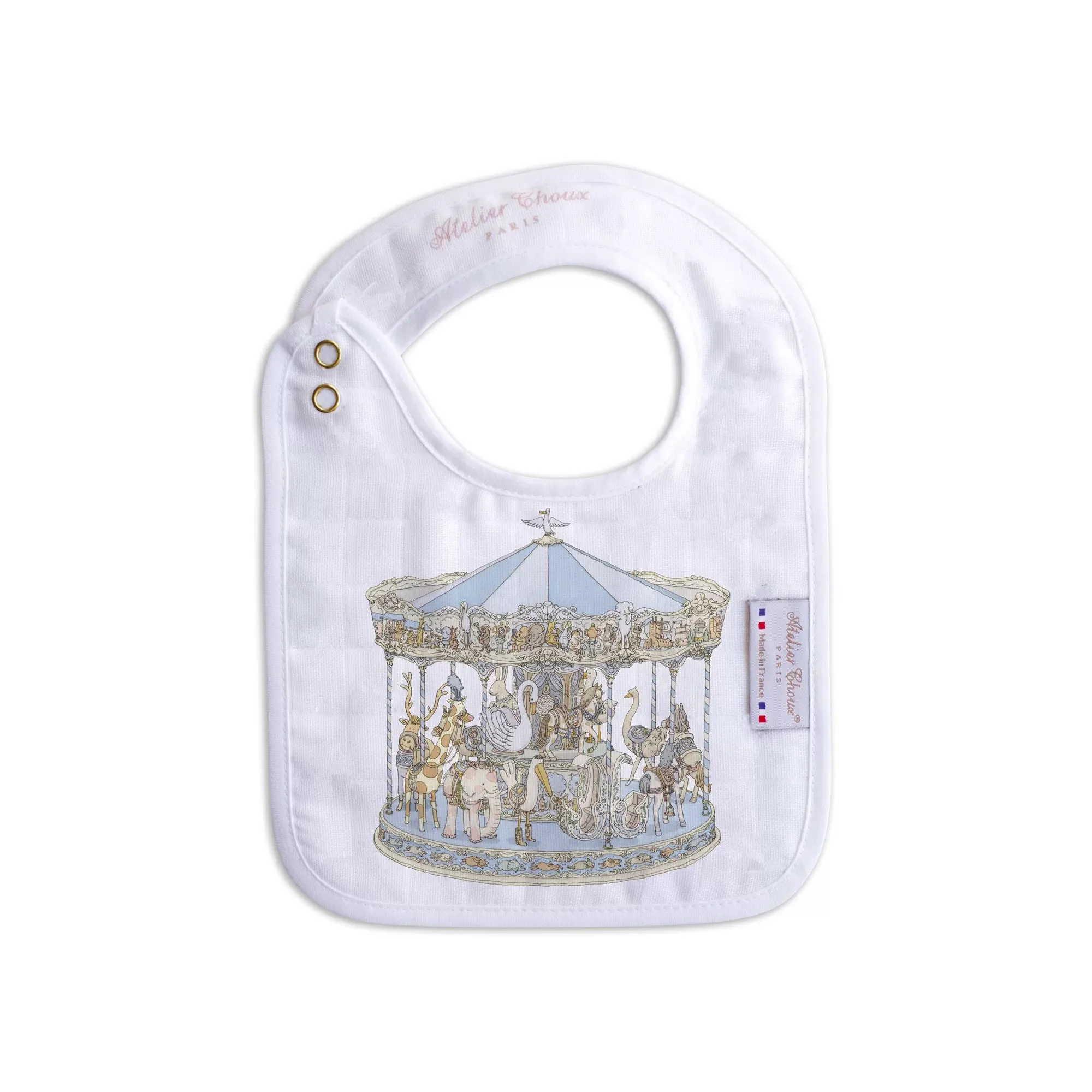 Baby Bib -  Carousel Blue