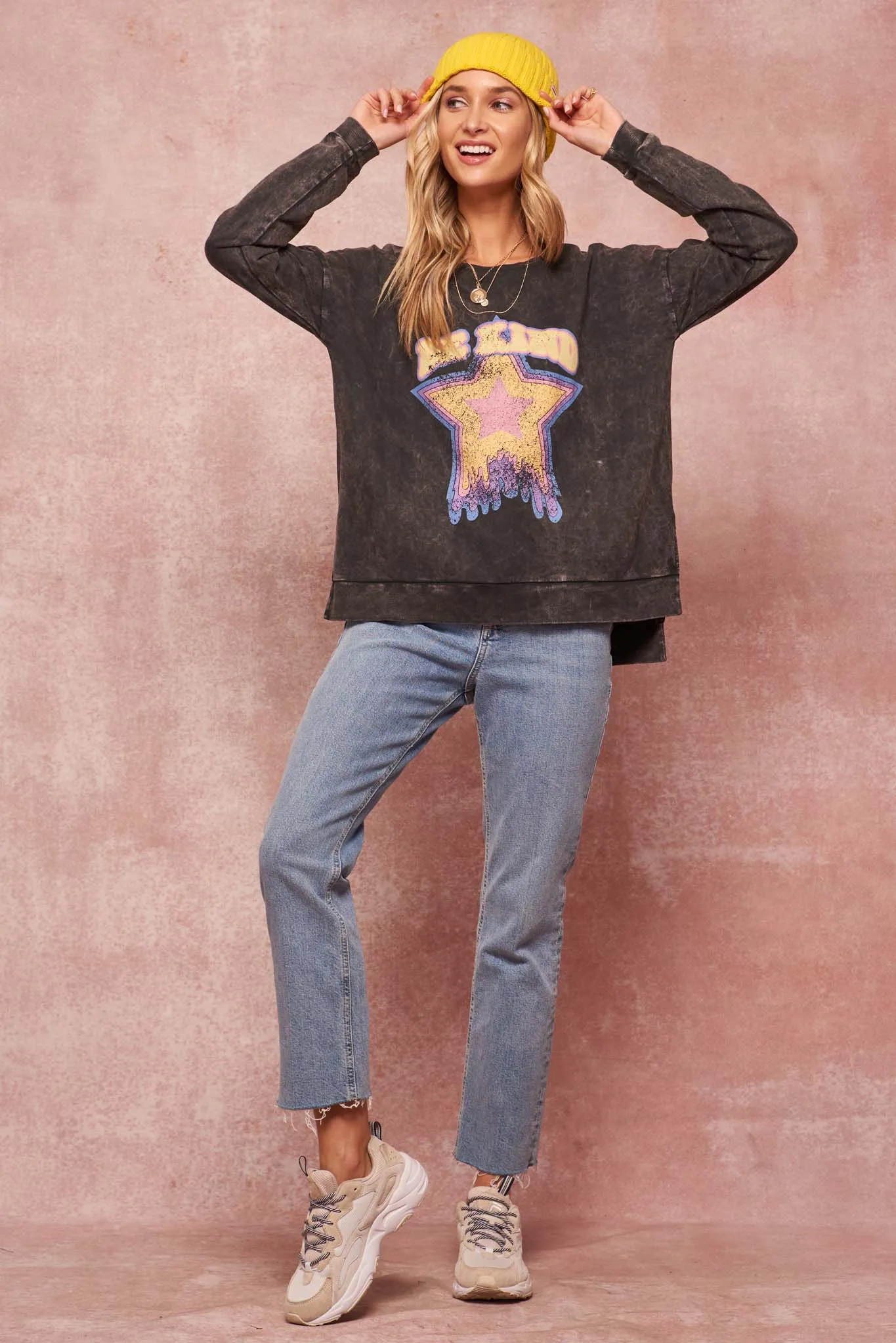 Be Kind Vintage-Washed Graphic Sweatshirt