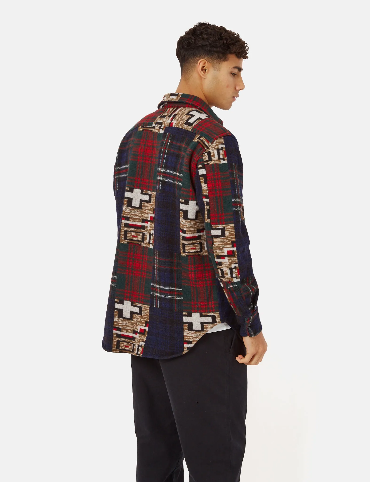 Beams Plus Guide Shirt (Jacquard Check) - Patchwork Red