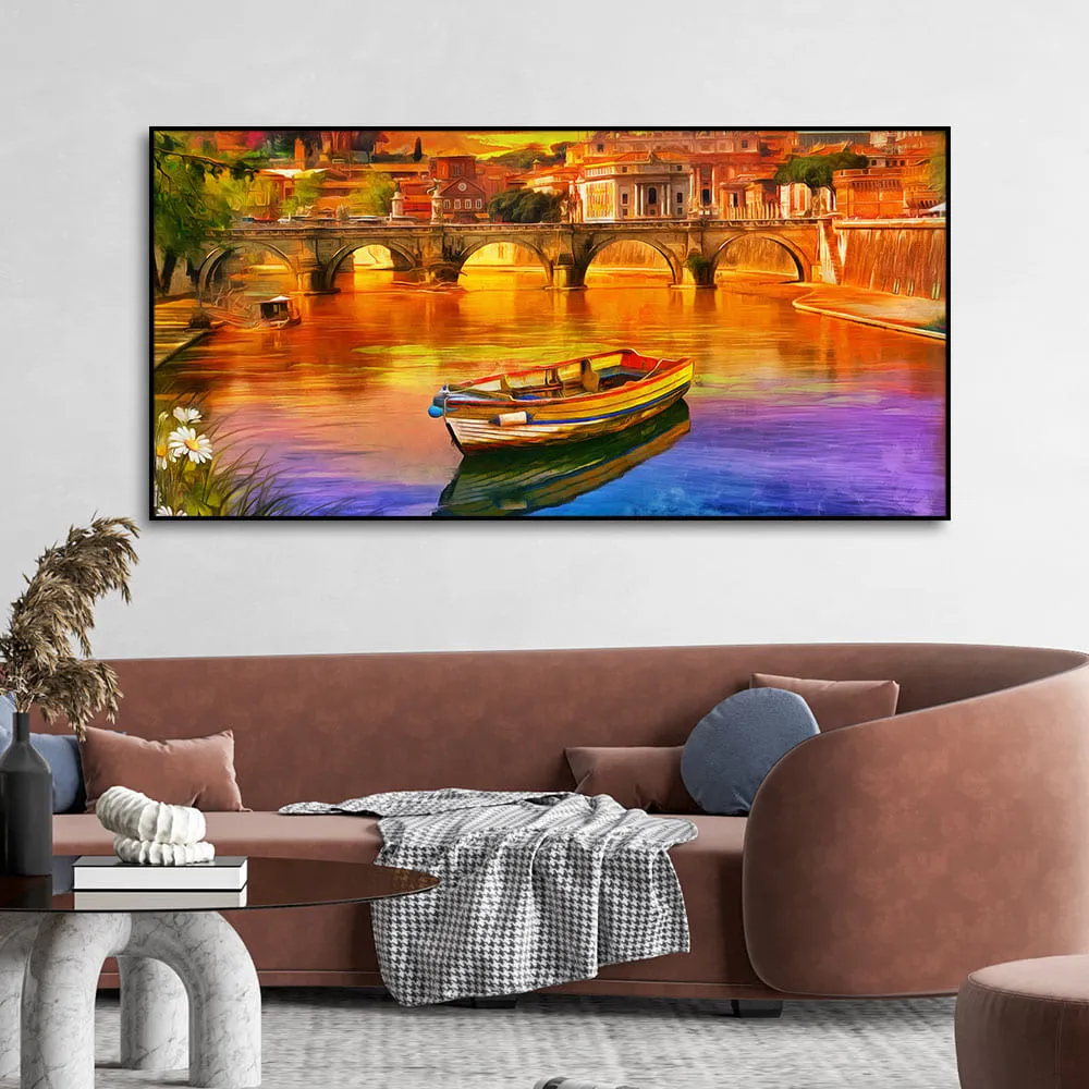 Beautiful Abstract Lake Scenery Canvas Wall Painting