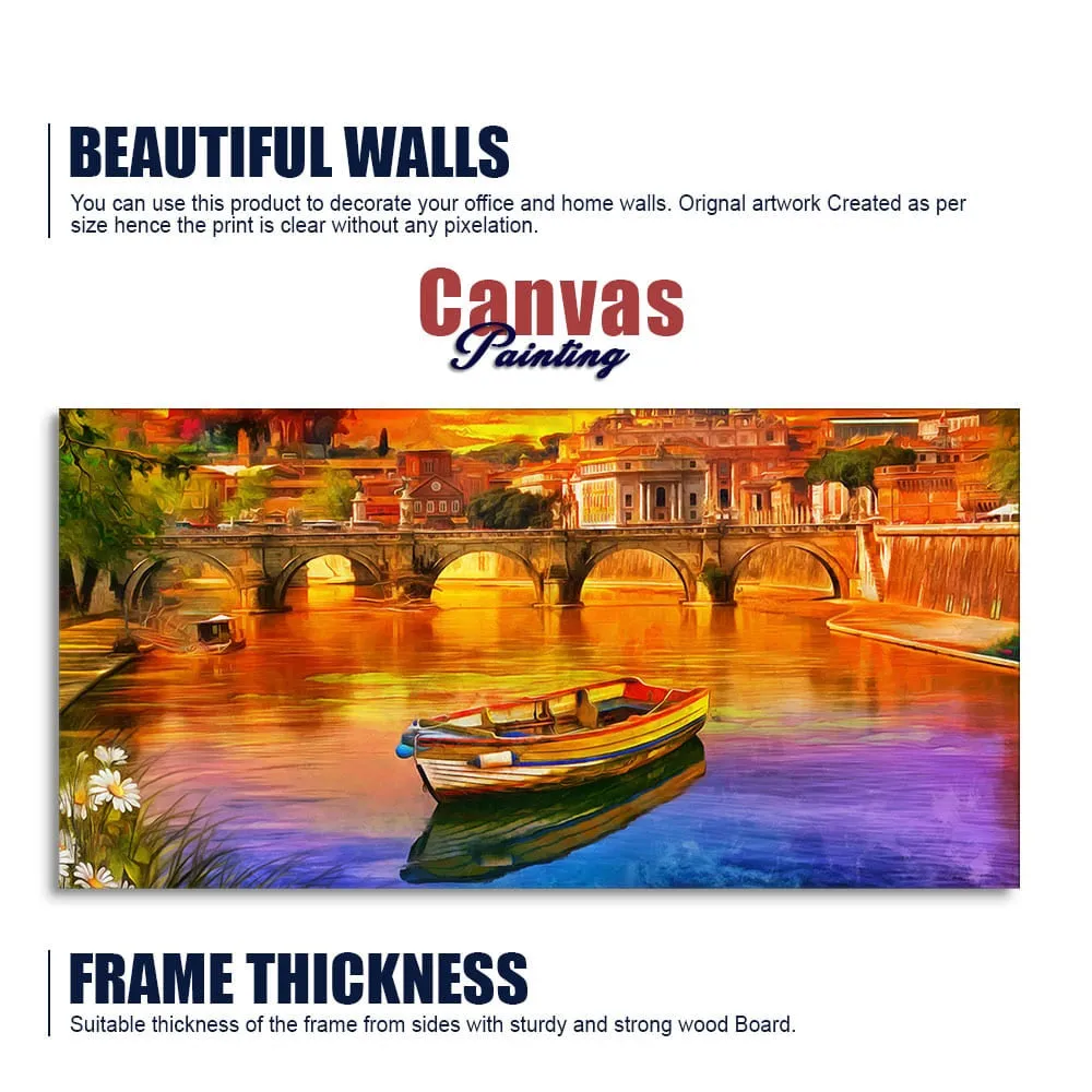 Beautiful Abstract Lake Scenery Canvas Wall Painting