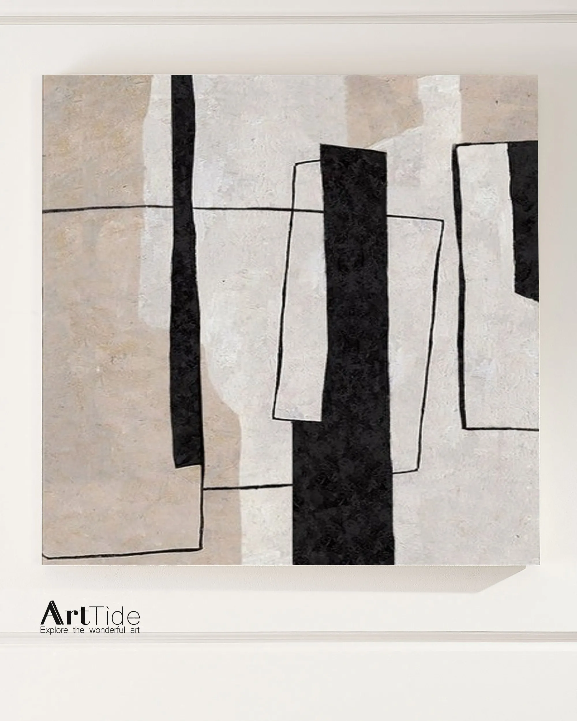 Beige And White Abstract Art Neutral Interior Decor Wall Decor Qp073