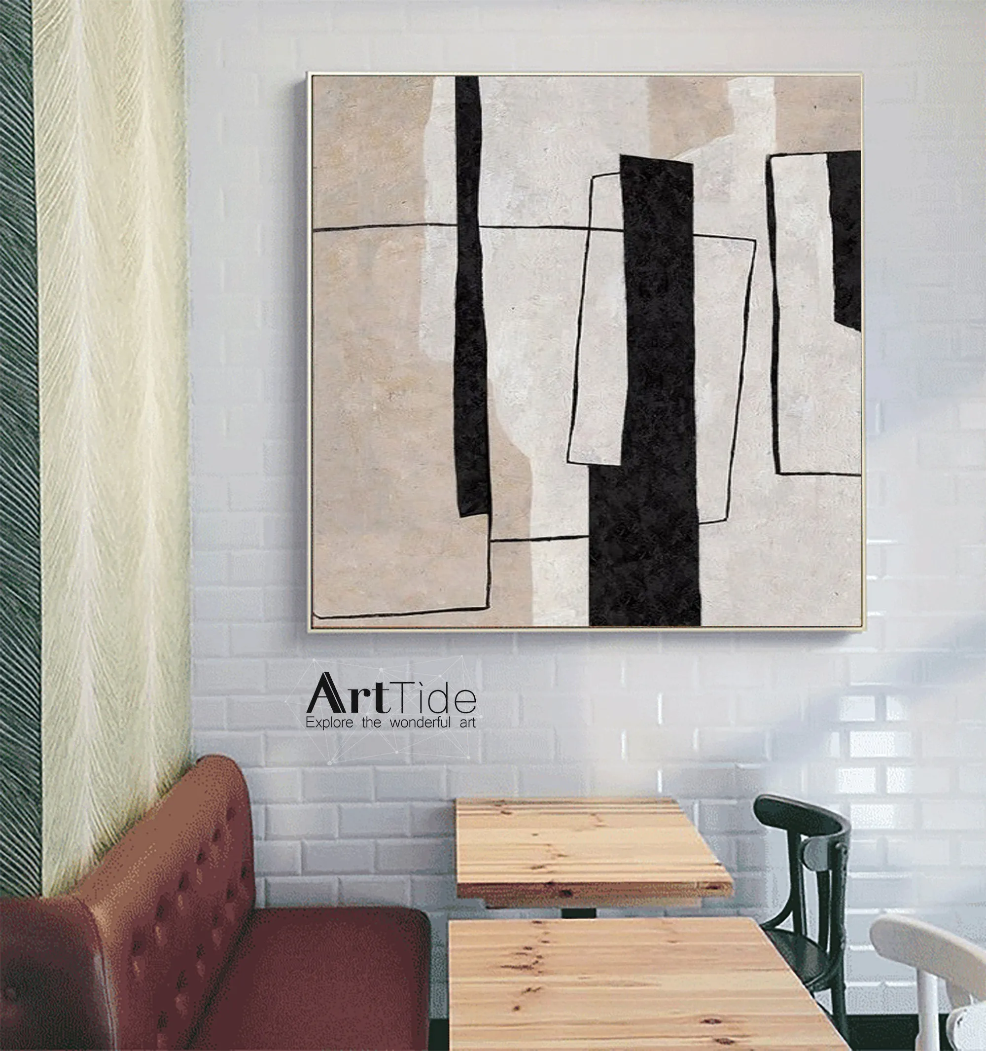 Beige And White Abstract Art Neutral Interior Decor Wall Decor Qp073