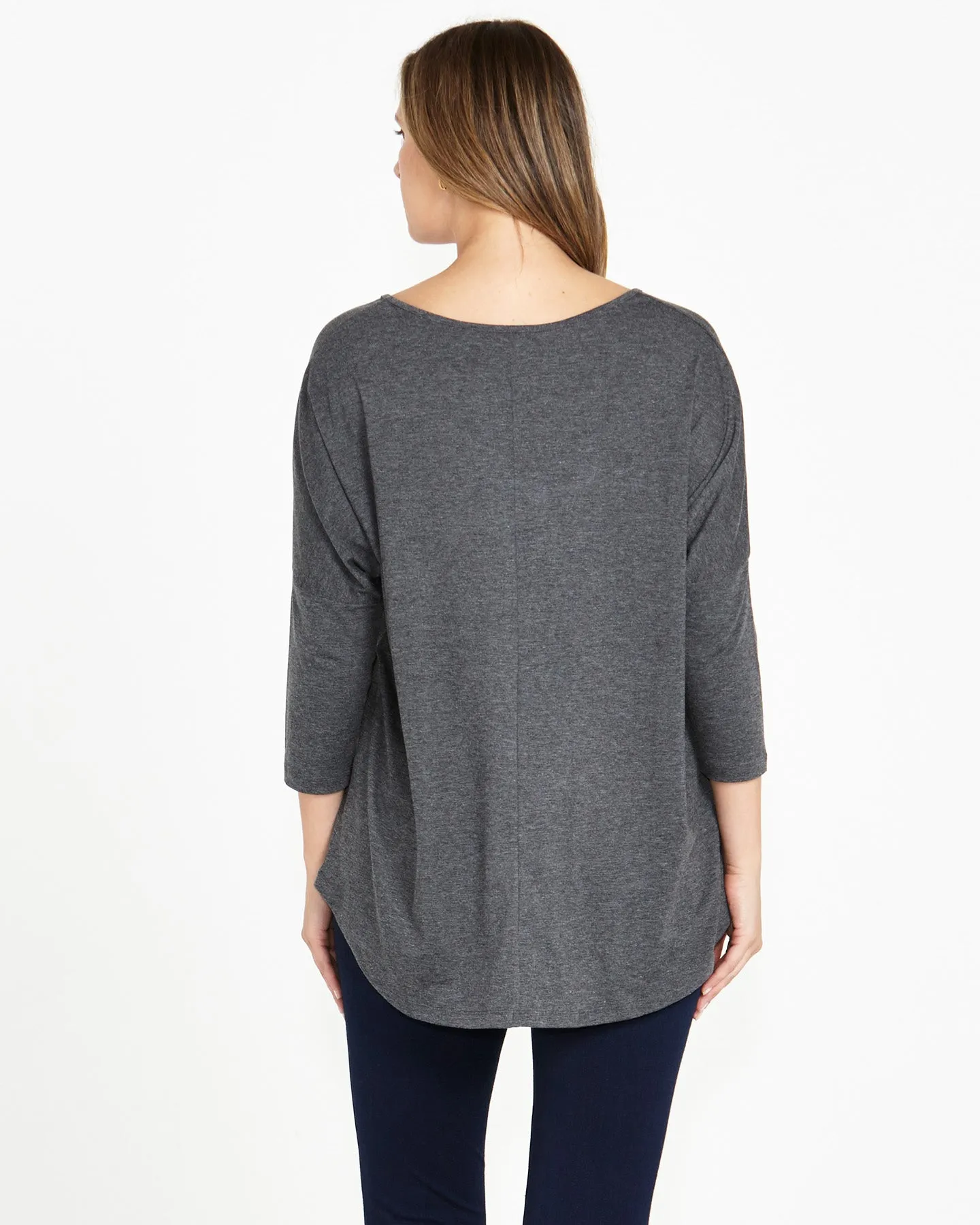 Betty Basics Milan 3/4 Sleeve Top Charcoal