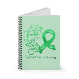 Bile Duct Cancer Awareness Heart "Light Green" Spiral Journal - Ruled Line