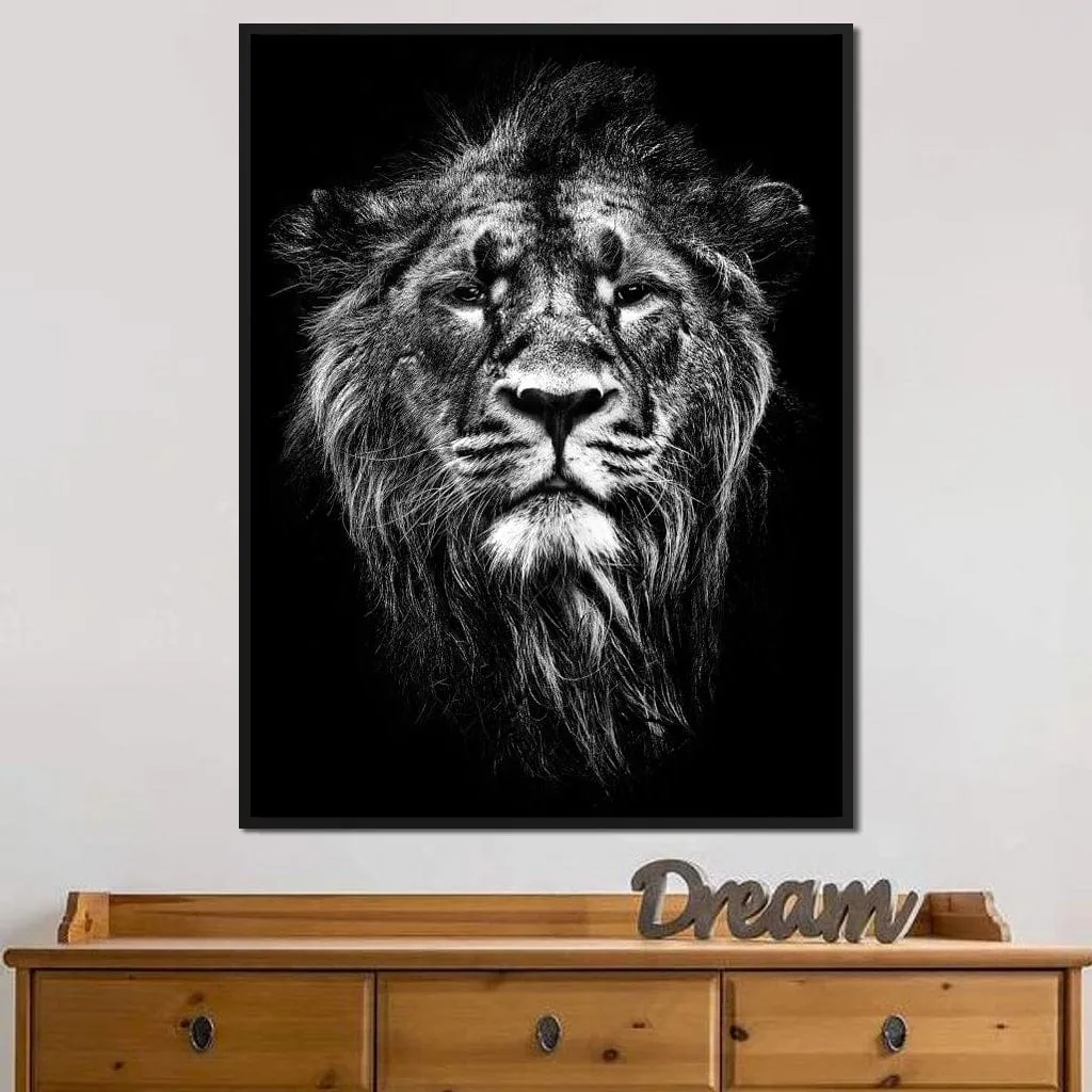 Black and White Lion Portrait