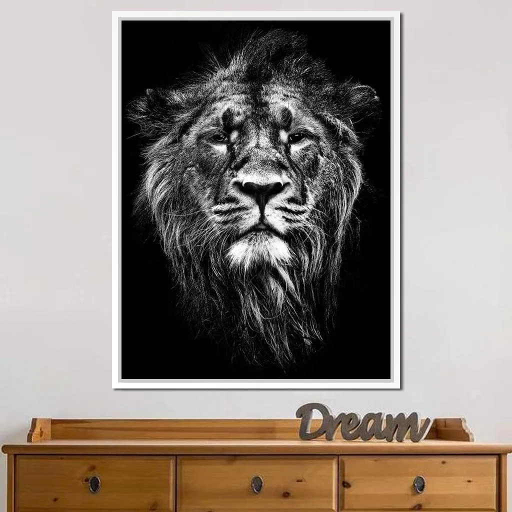 Black and White Lion Portrait