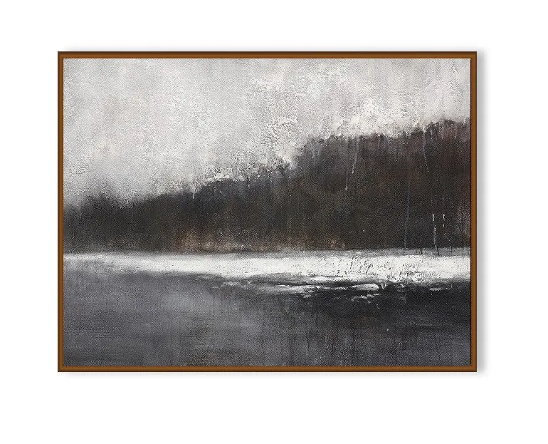 Black And White Minimalist Canvas Art Abstract Landscape Painting Ap022