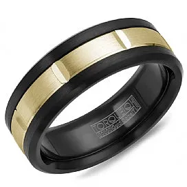 Black Cobalt & 10K Gold Notched Band