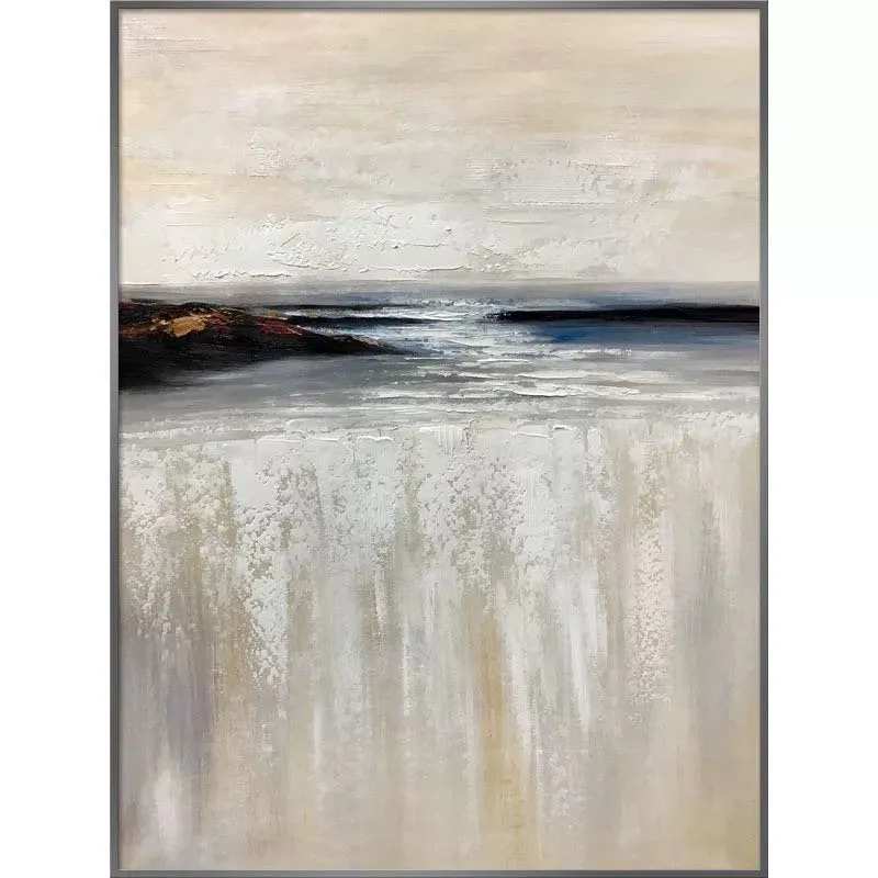 Black Rock Acrylic Painting on Canvas Blue White Textured Painting Wp043