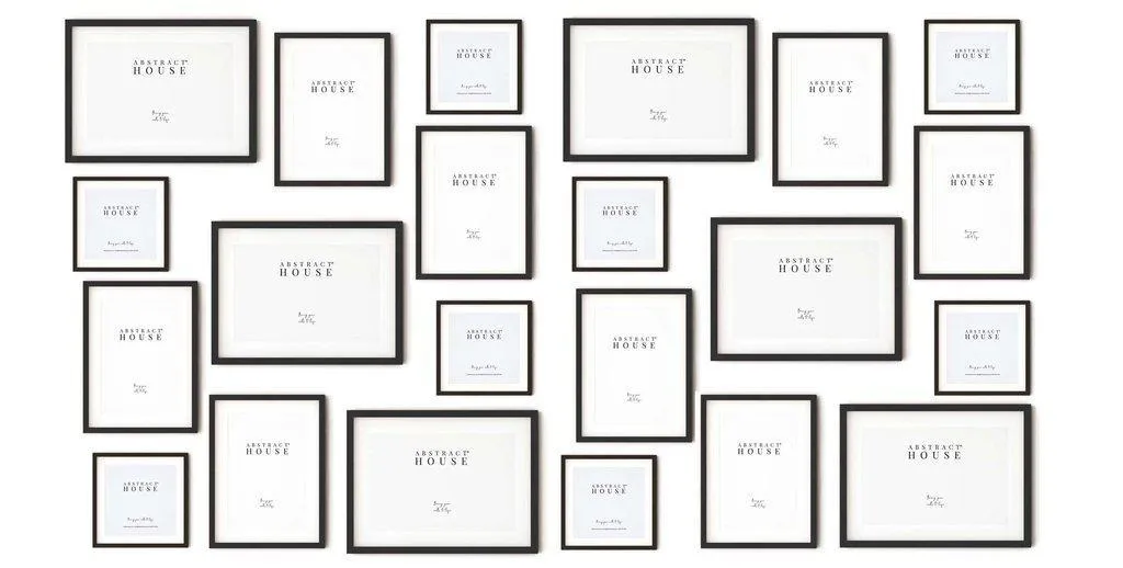 Black Wooden Frame Gallery Wall, Set Of Twenty Two