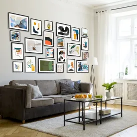 Black Wooden Frame Gallery Wall, Set Of Twenty Two