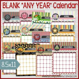 BLANK Decorative Desk Calendar DRY ERASE {Annual Collection} PRINTABLE