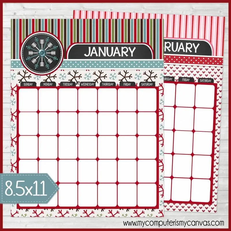 BLANK Decorative Desk Calendar DRY ERASE {Annual Collection} PRINTABLE