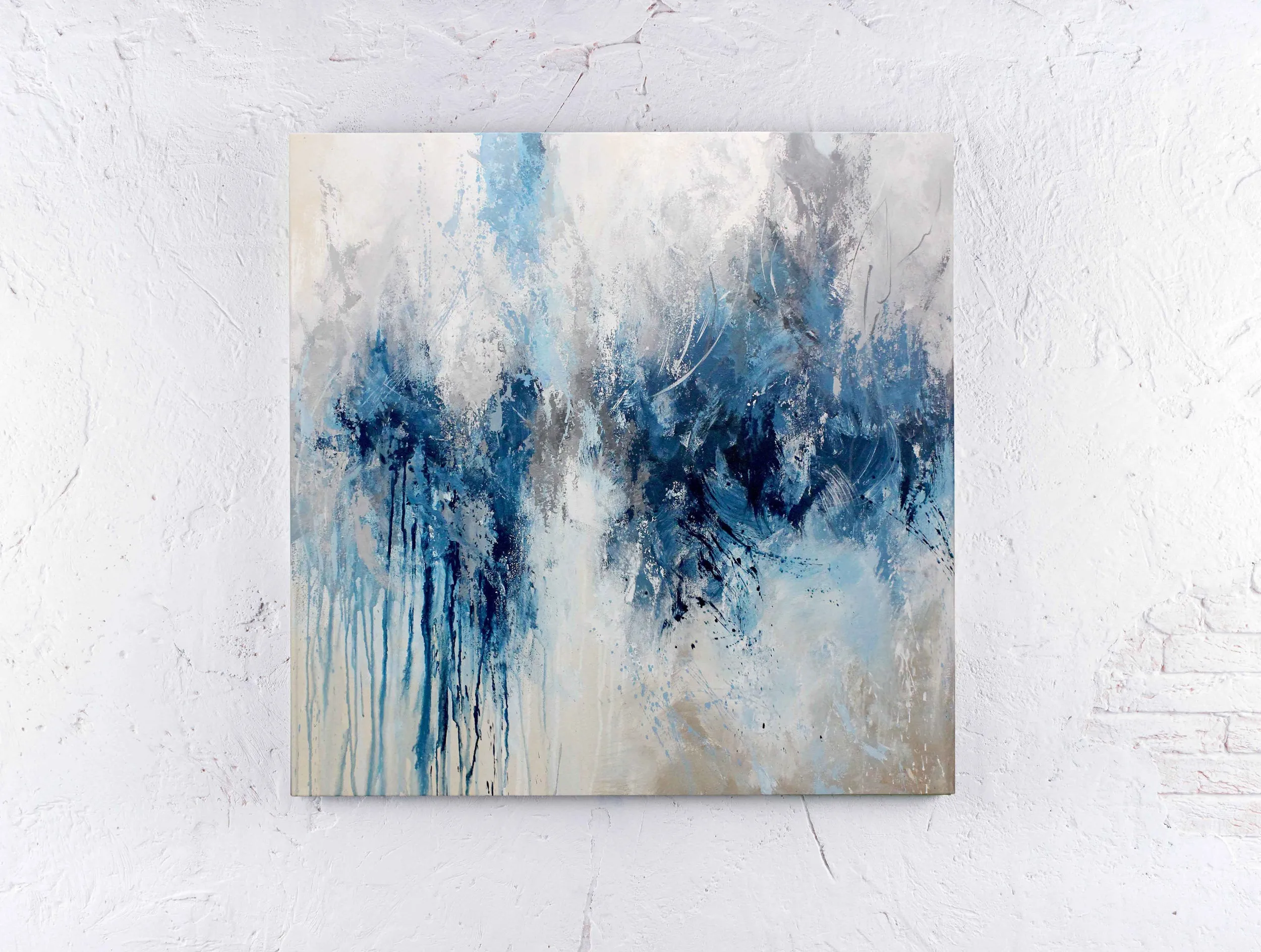 Blue Gray White Abstract Painting Living Room Kitchen Home Wall Decor Np026