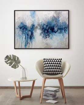 Blue Gray White Abstract Painting Living Room Kitchen Home Wall Decor Np026