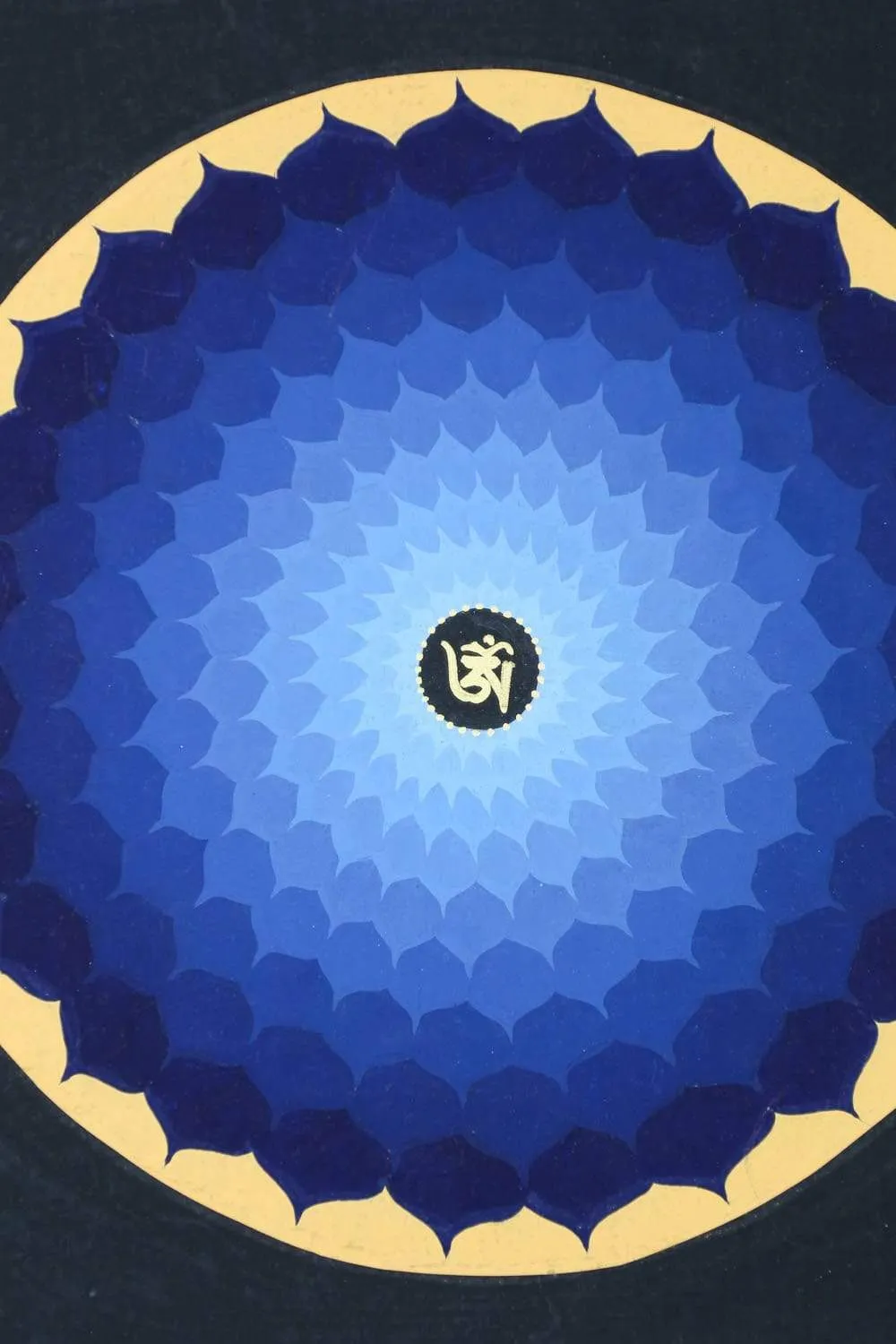 Blue Om Lotus Thangka